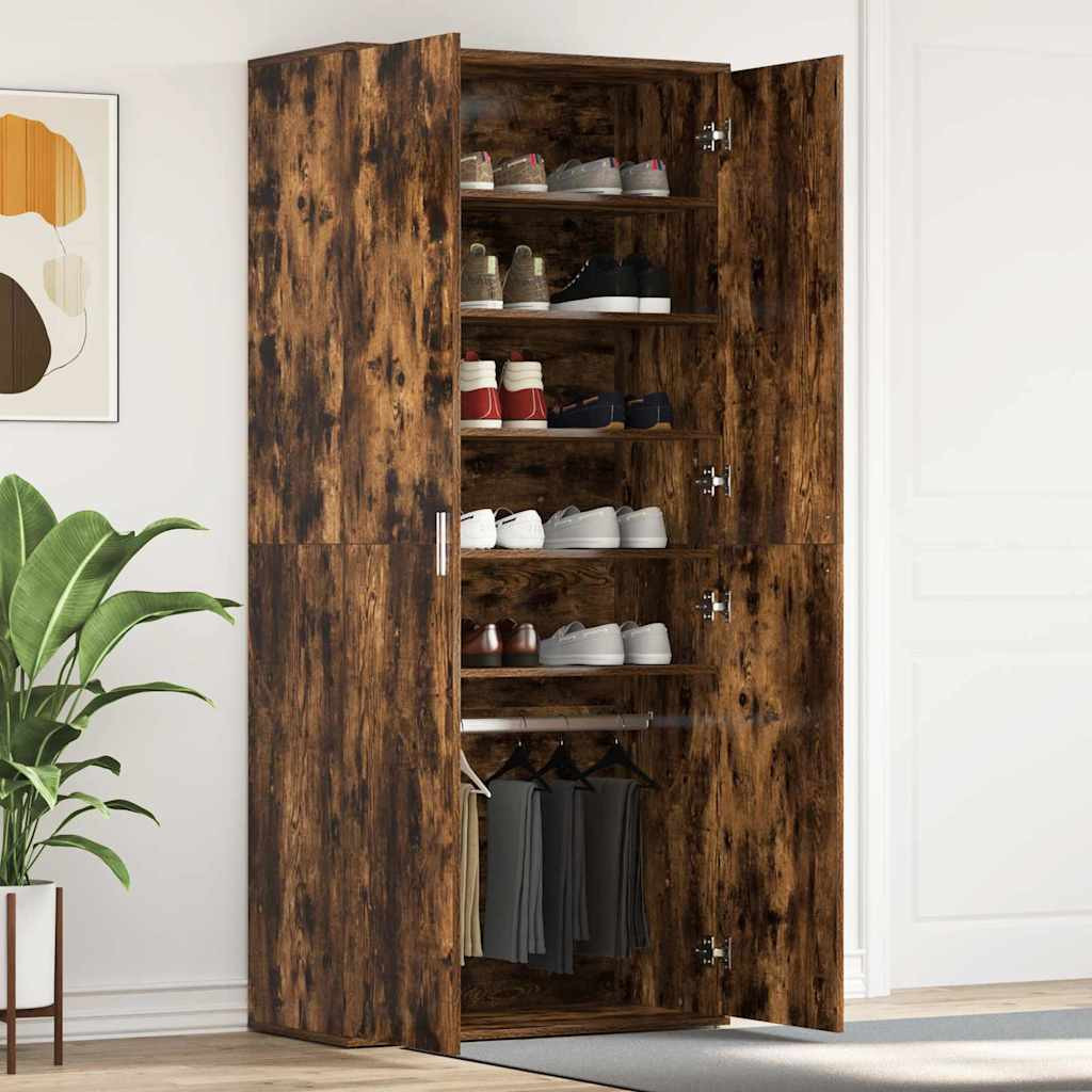vidaXL Schuhschrank Geräucherte Eiche 80 x 39 x 178 cm Holzwerkstoff