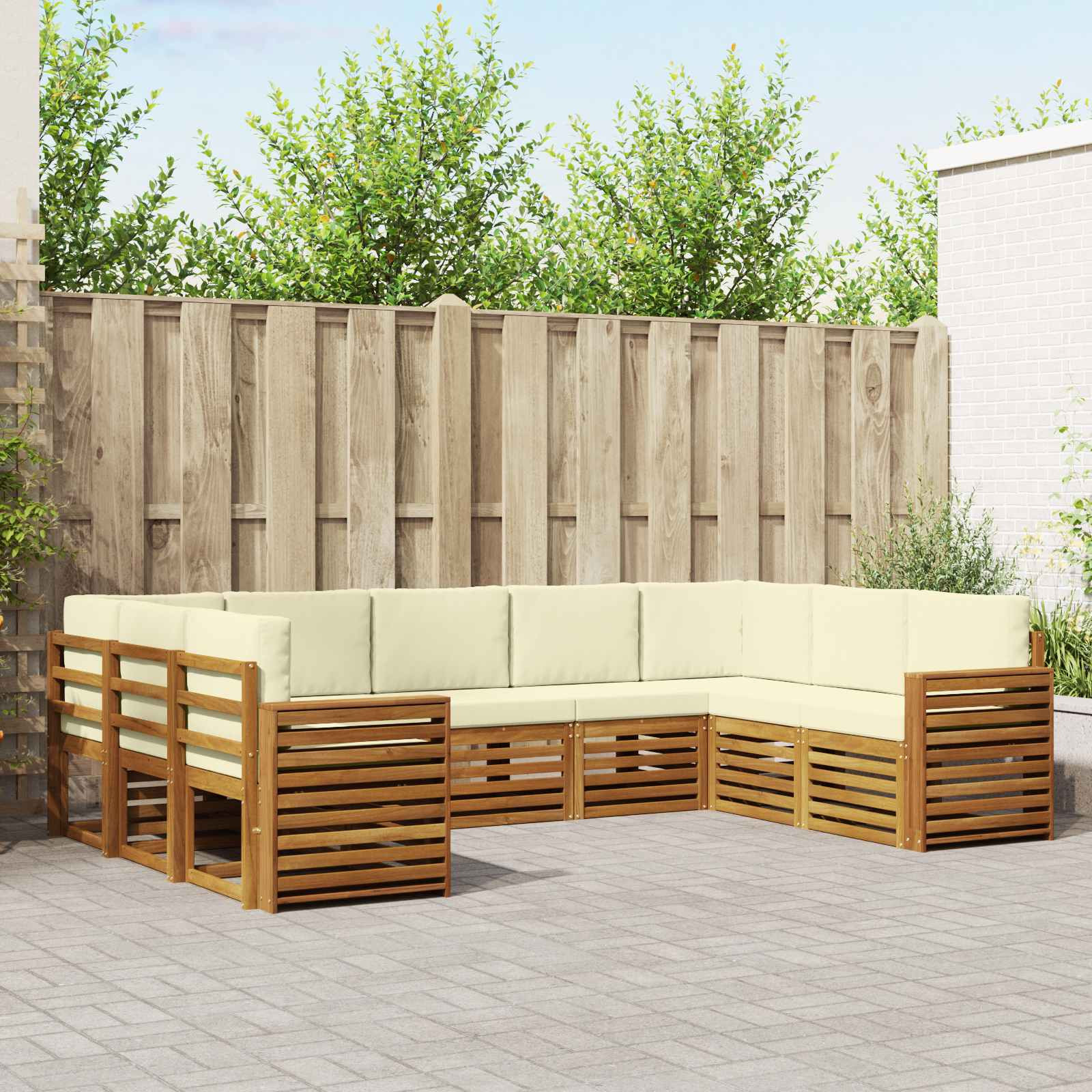 vidaXL Ecksofa Set mit Kissen 9 pcs Natur und Creme