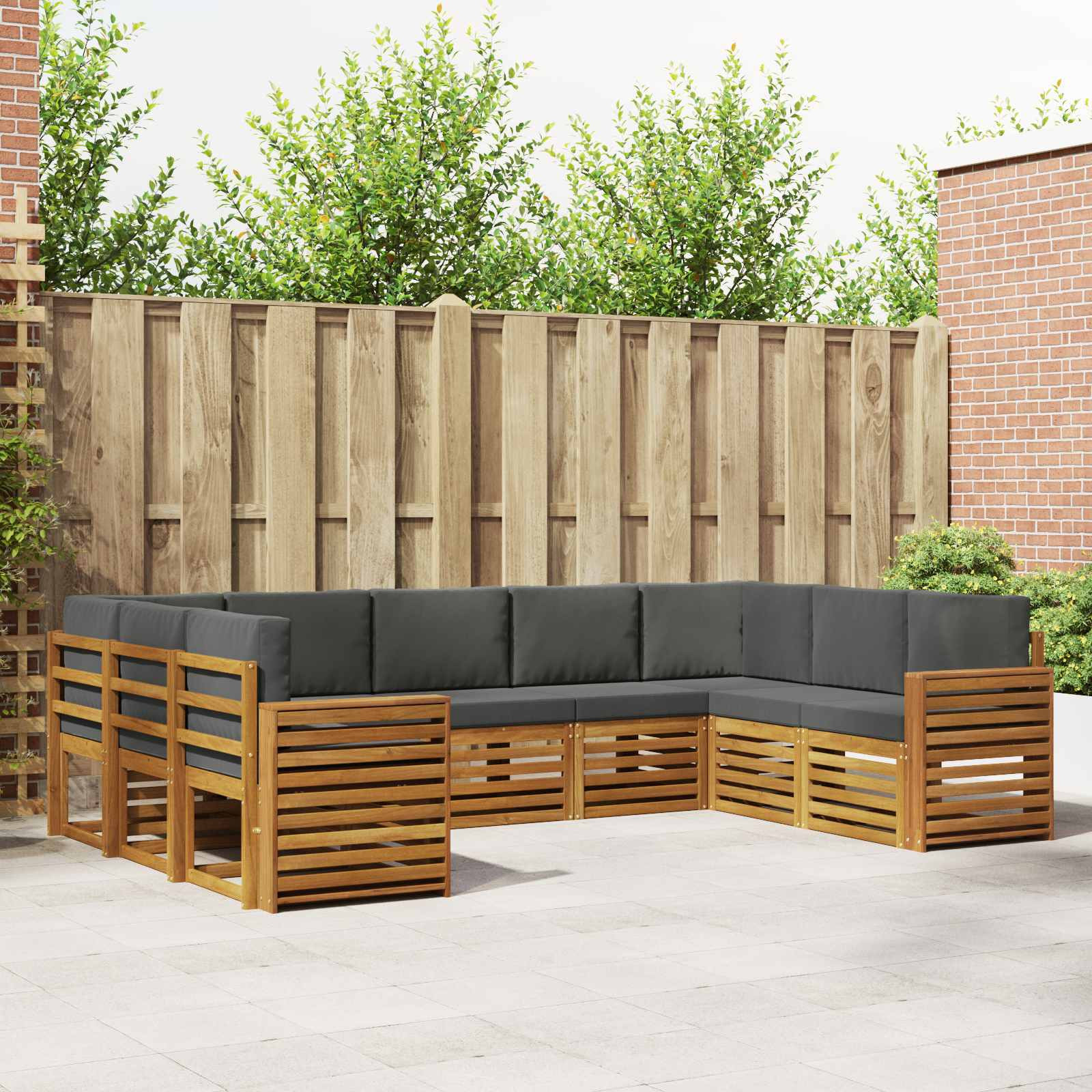 vidaXL Ecksofa Set mit Kissen 9 pcs Natur und Anthrazit