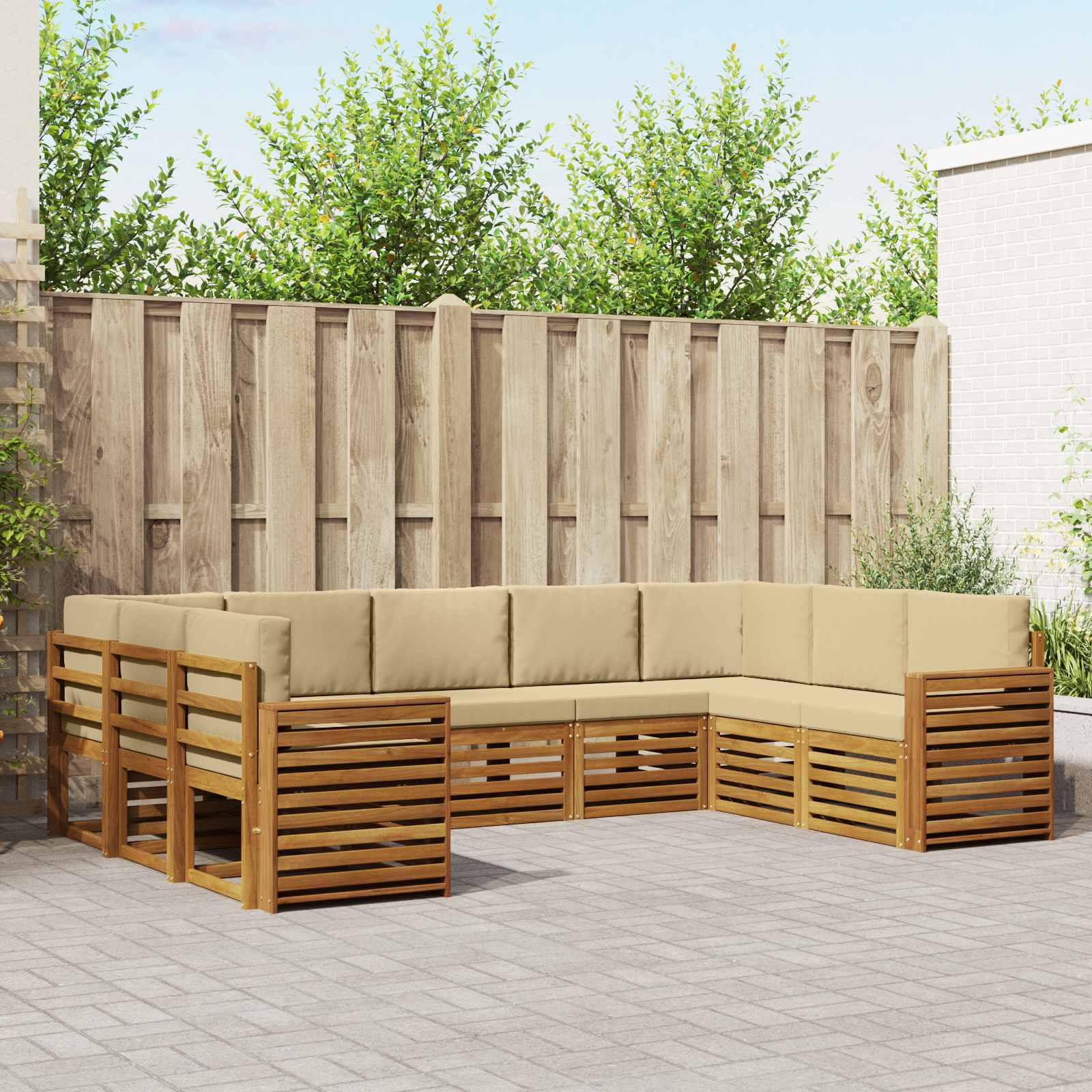 vidaXL Ecksofa Set mit Kissen 9 pcs Natur und Beige