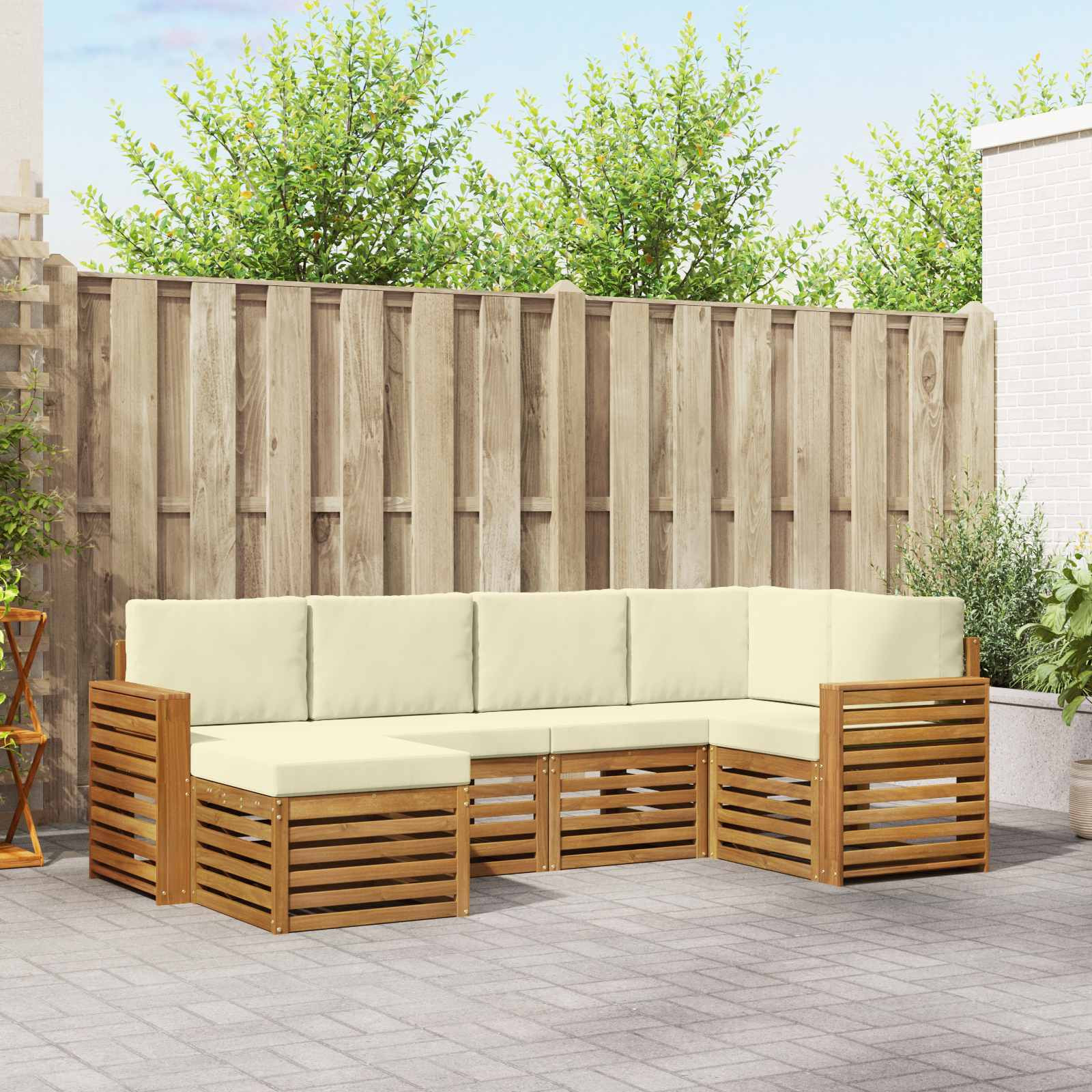 vidaXL Ecksofa Set mit Kissen 6 pcs Natur und Creme