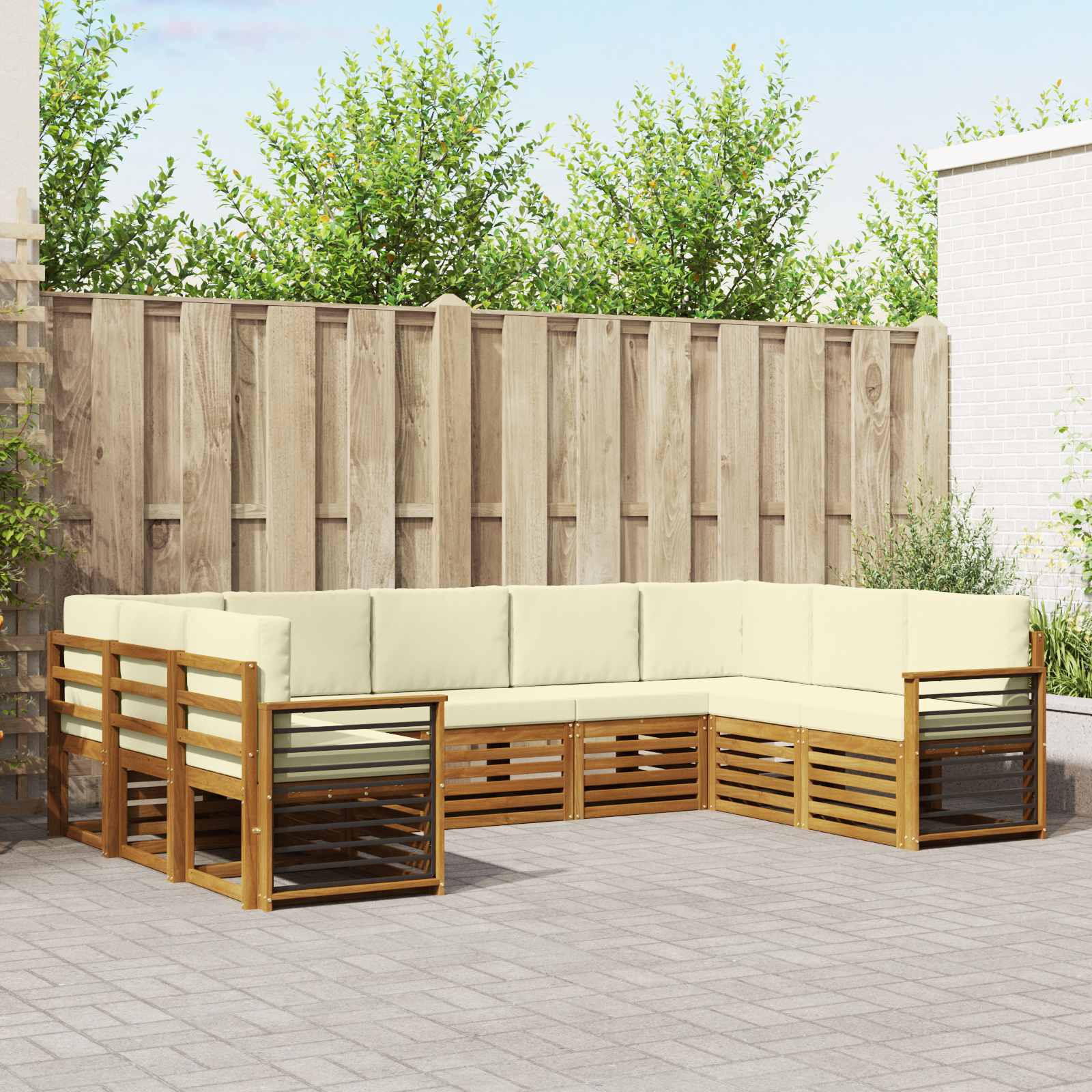 vidaXL Ecksofa Set mit Kissen 9 pcs Natur und Creme