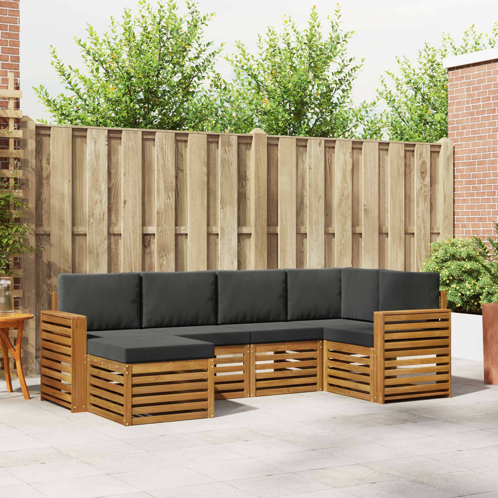 vidaXL Ecksofa Set mit Kissen 6 pcs Natur und Anthrazit