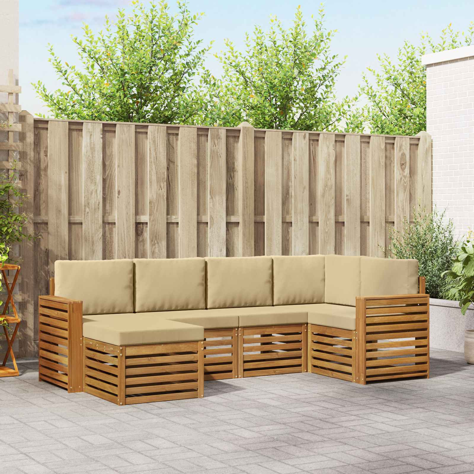 vidaXL Ecksofa Set mit Kissen 6 pcs Natur und Beige