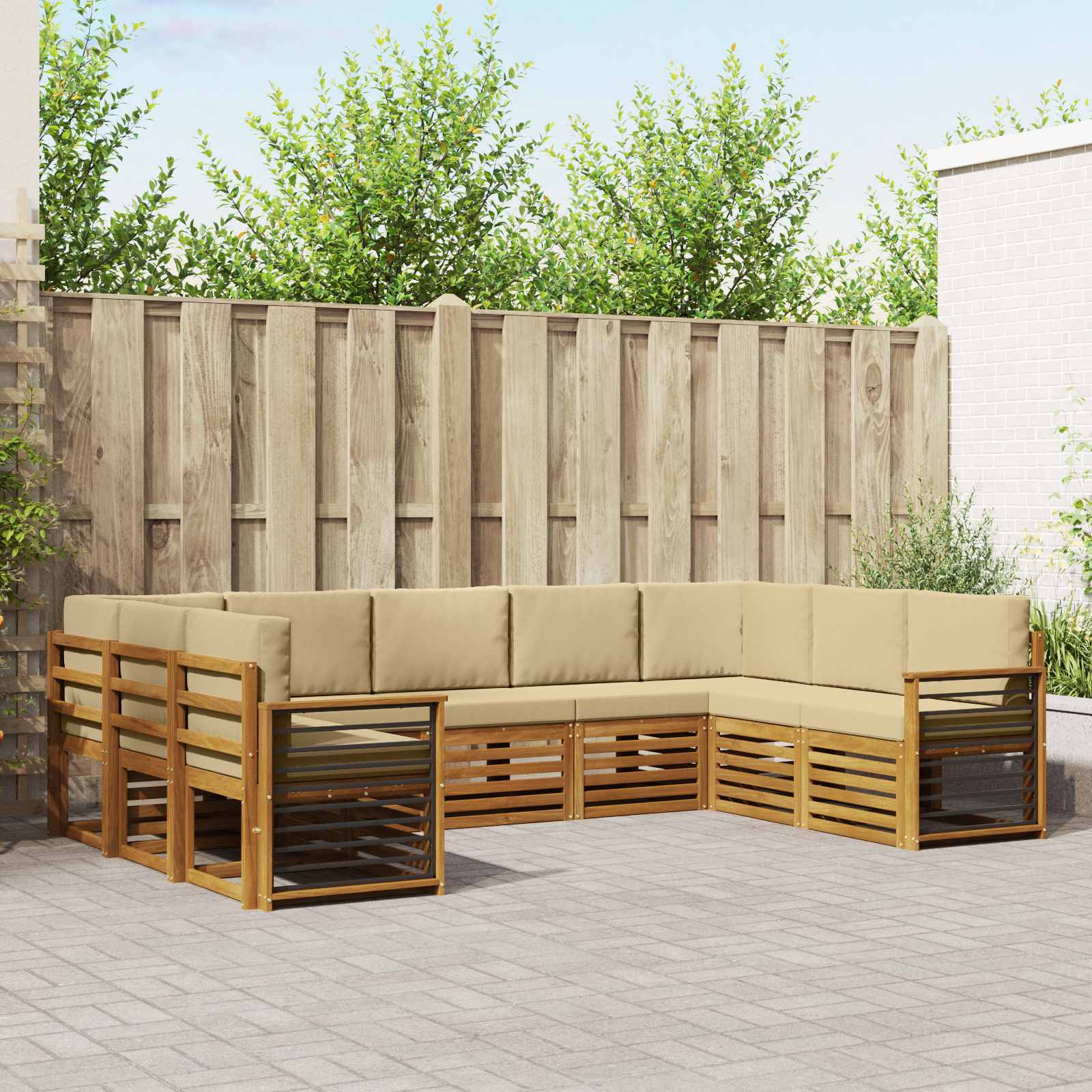 vidaXL Ecksofa Set mit Kissen 9 pcs Natur und Beige