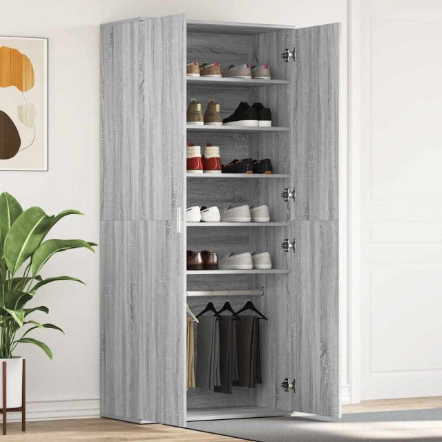 vidaXL Schuhschrank Graues Sonoma 80 x 39 x 178 cm Holzwerkstoff