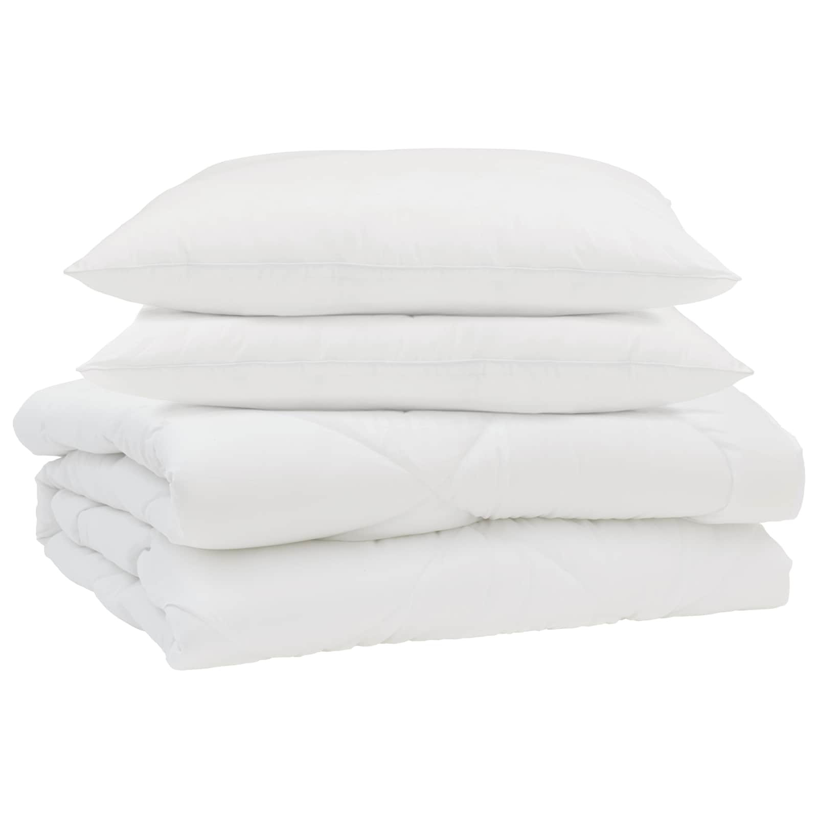 vidaXL Sommerdecke mit Kissen 3 pcs Weiß Mikrofaser