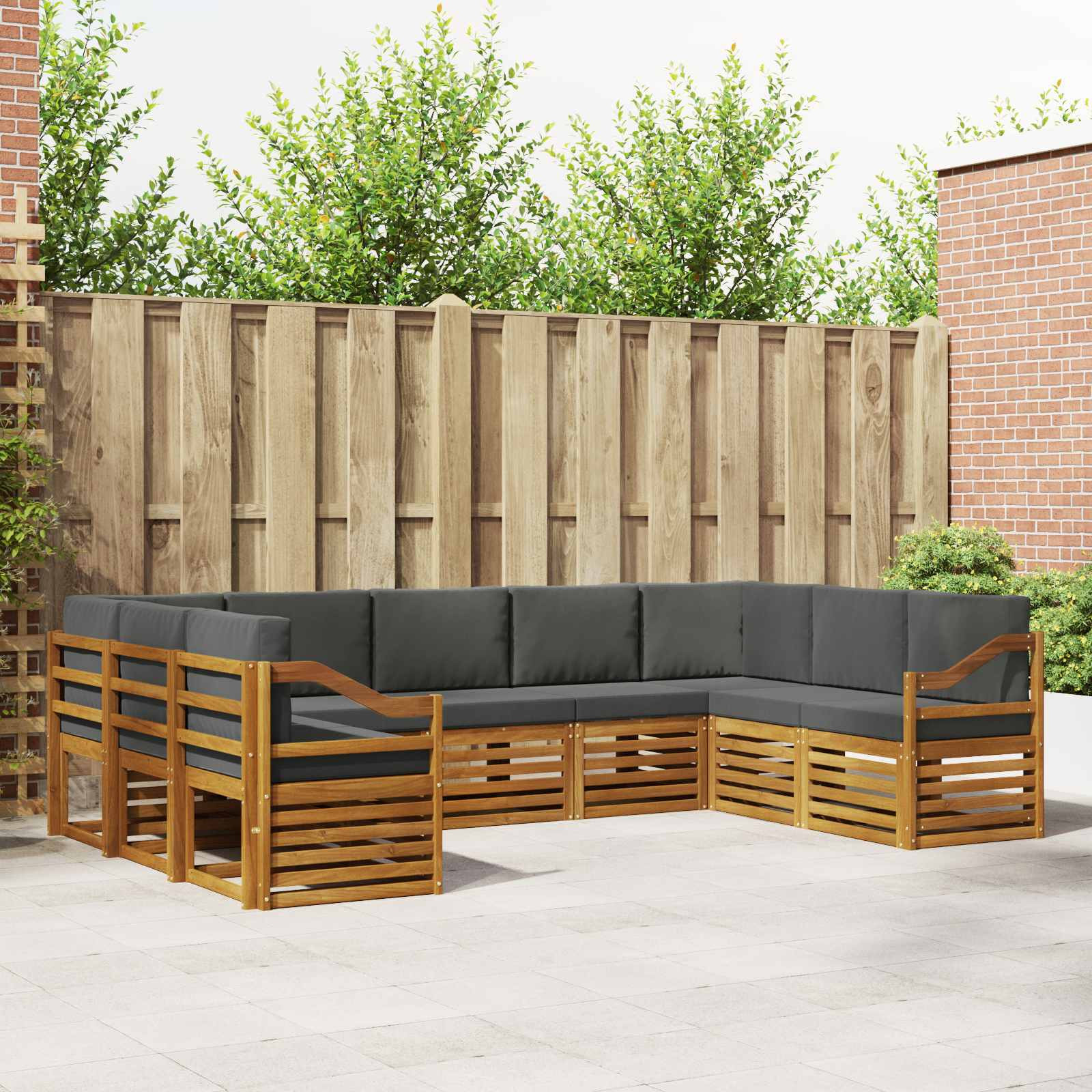 vidaXL Ecksofa Set mit Kissen 9 pcs Natur und Anthrazit