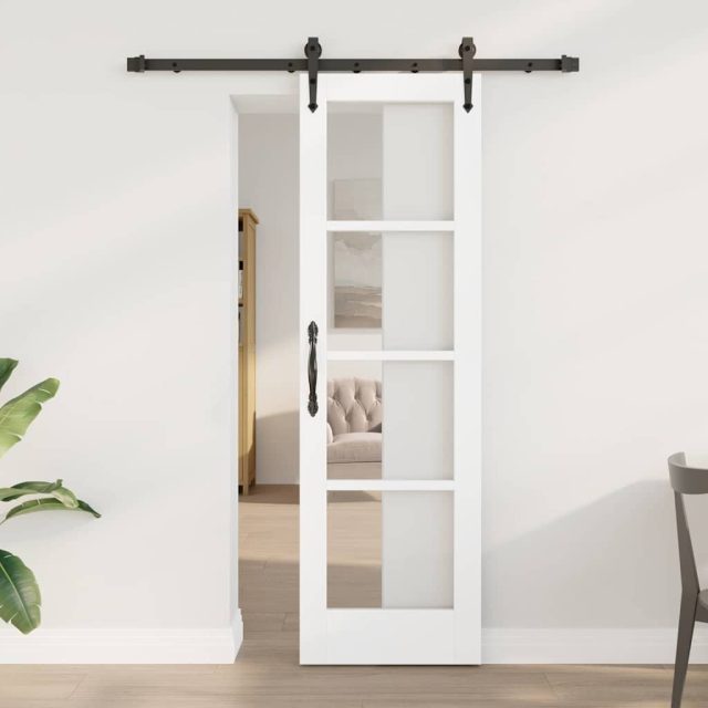 vidaXL Schiebetür ORKDAL Weiß 61 x 198,5 cm Massivholz Kiefer und Glas