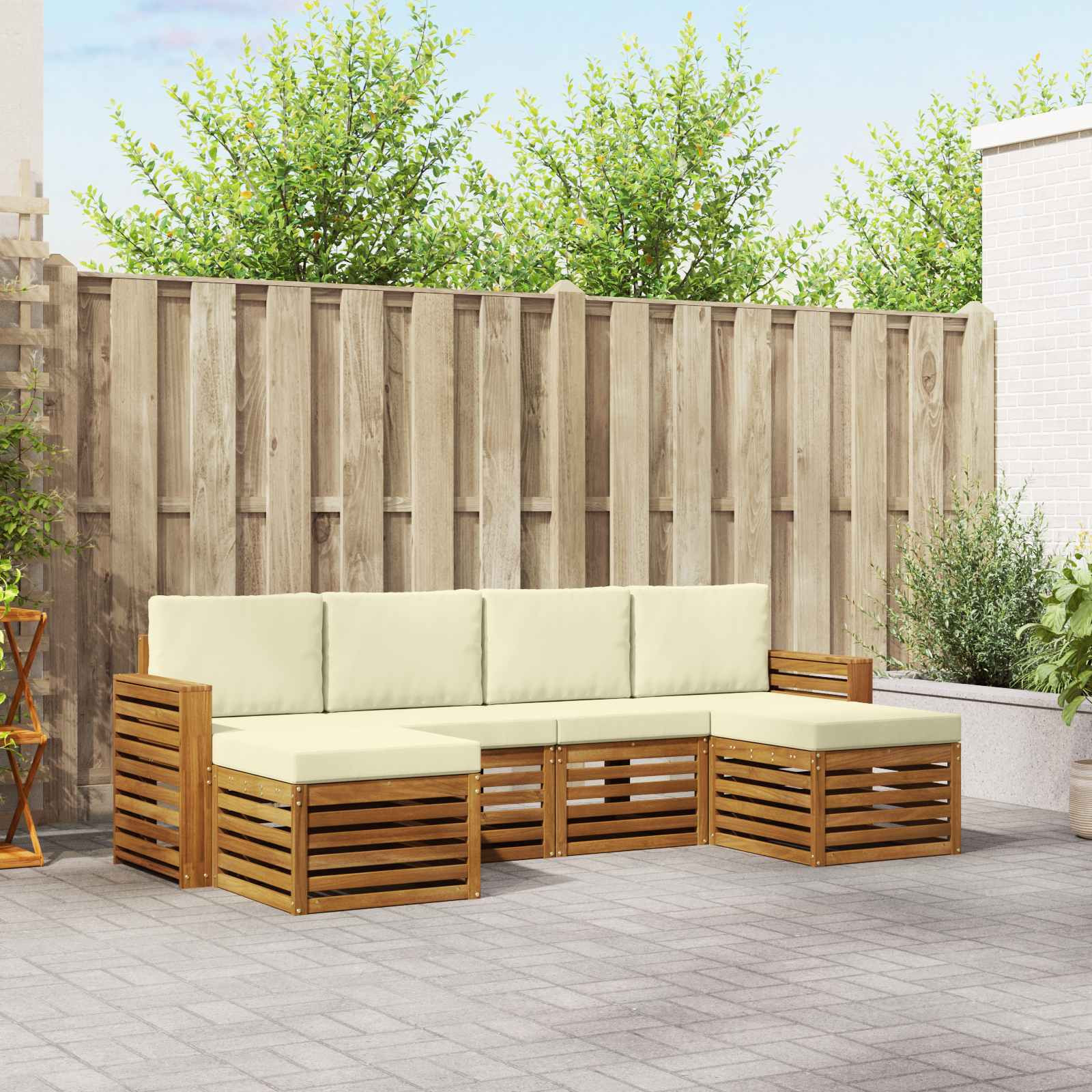 vidaXL Sofagarnituren 6 pcs Natur und Creme Massivholz Akazie