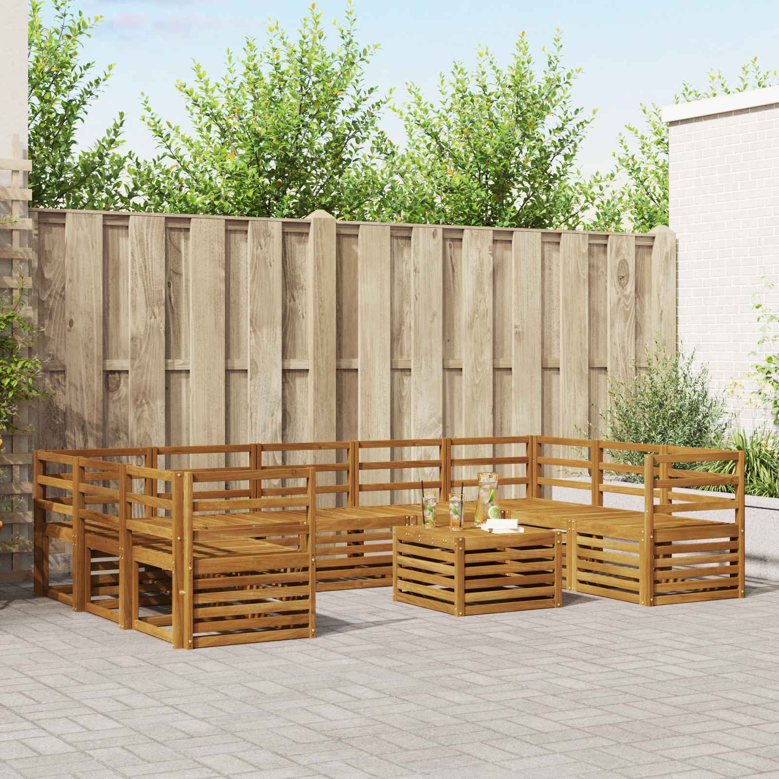 vidaXL Outdoor-Sofagarnitur 10 Stk. Natur