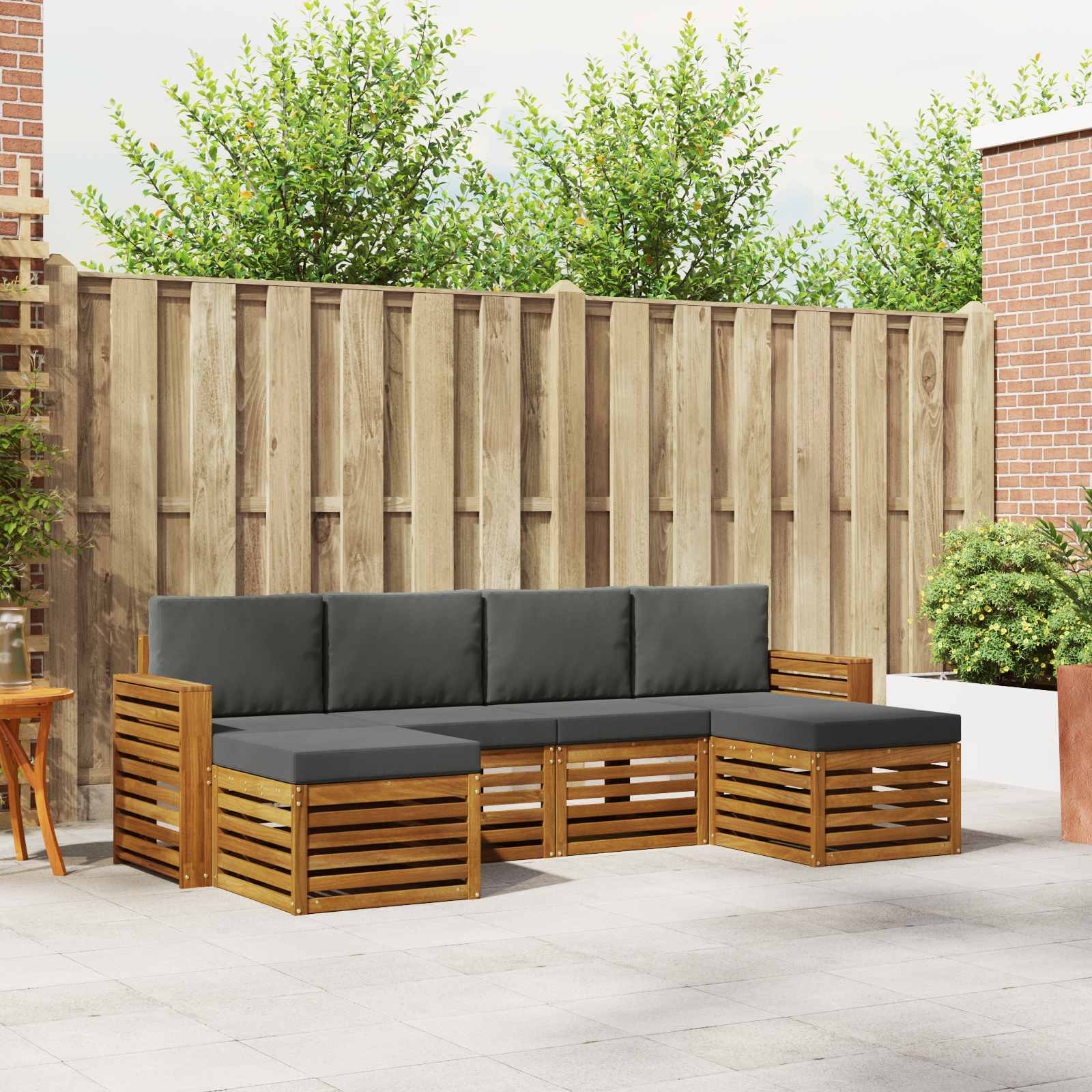 vidaXL Sofagarnituren 6 pcs Natur und Anthrazit Massivholz Akazie