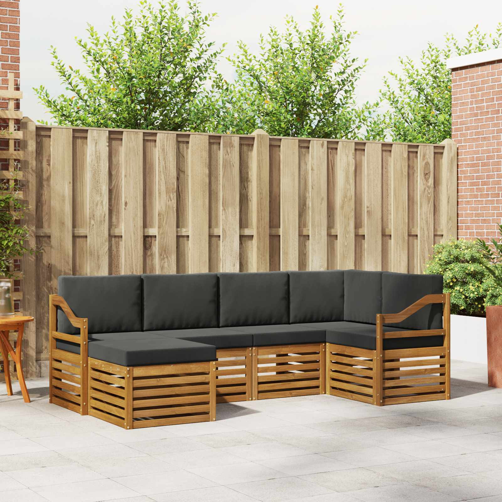 vidaXL Ecksofa Set mit Kissen 6 pcs Natur und Anthrazit