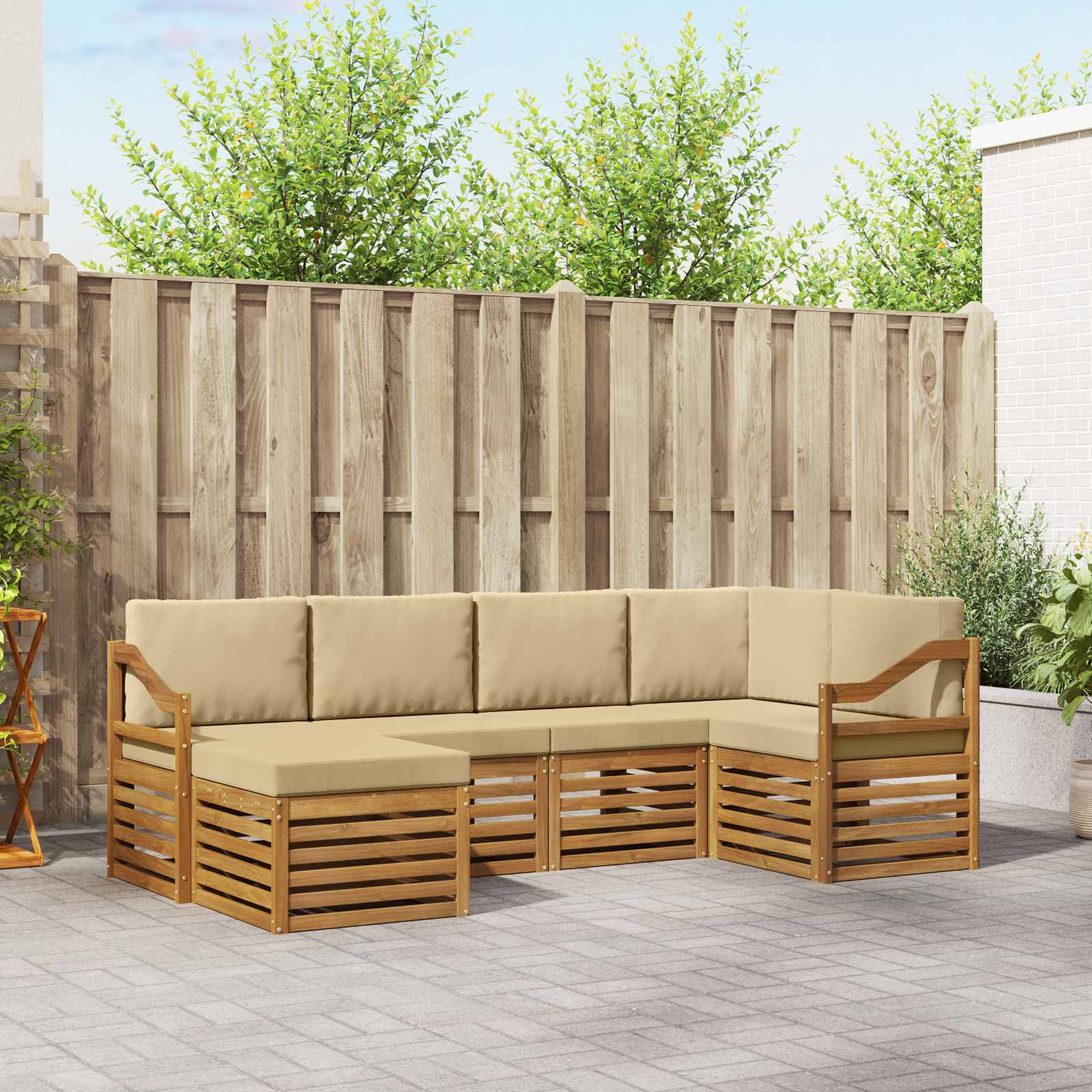 vidaXL Ecksofa Set mit Kissen 6 pcs Natur und Beige