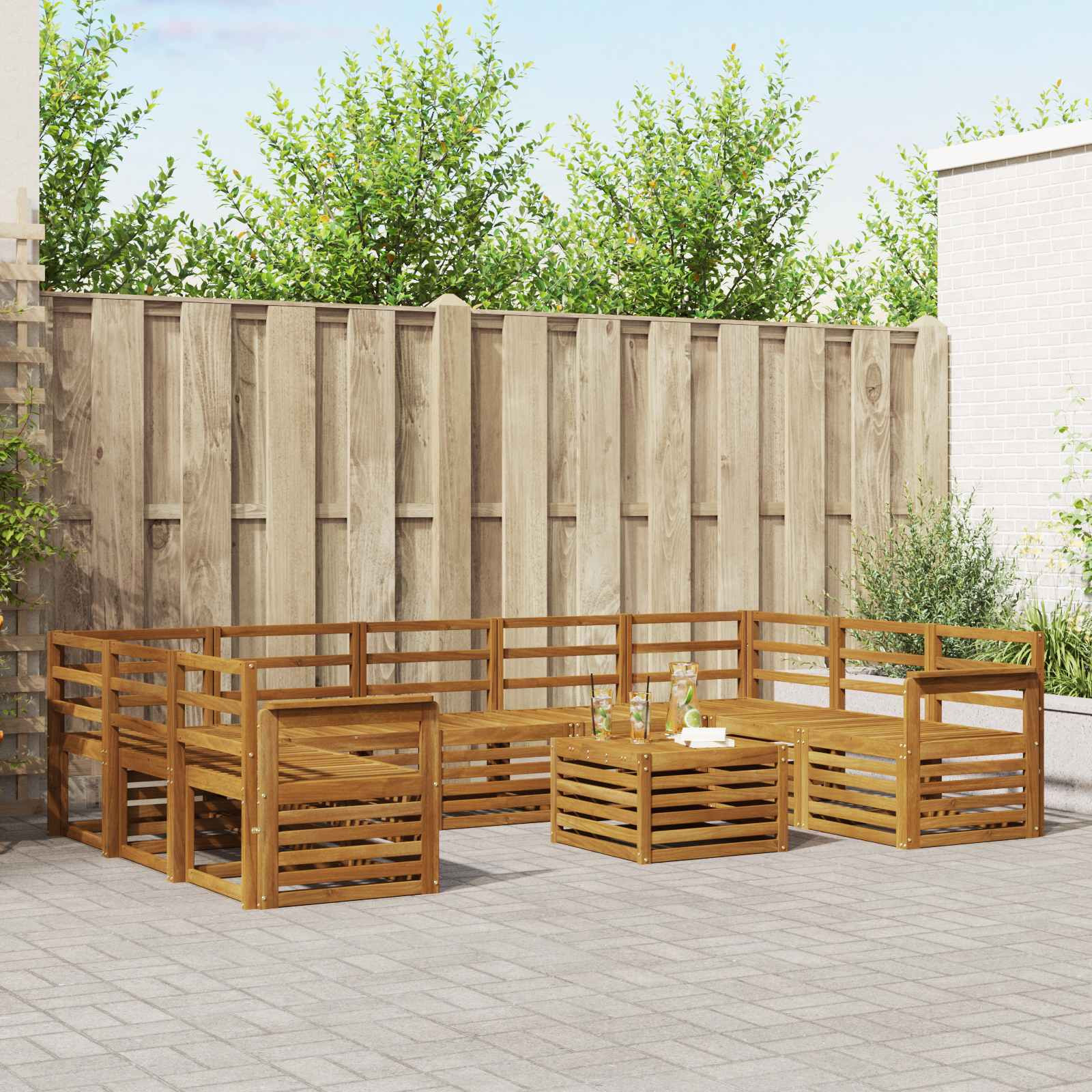 vidaXL Outdoor-Sofagarnitur 10 Stk. Natur