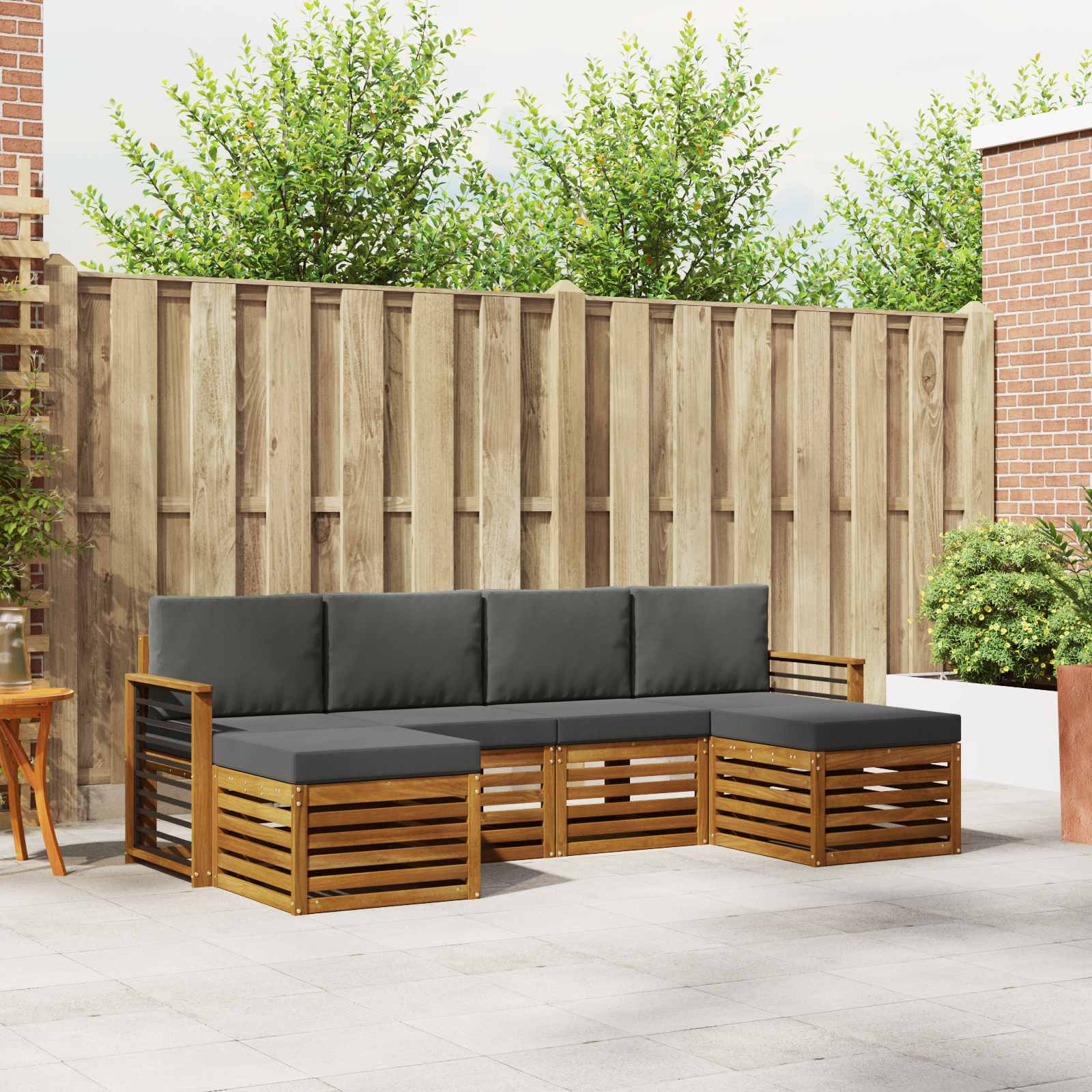 vidaXL Sofagarnituren 6 pcs Natur und Anthrazit Massivholz Akazie
