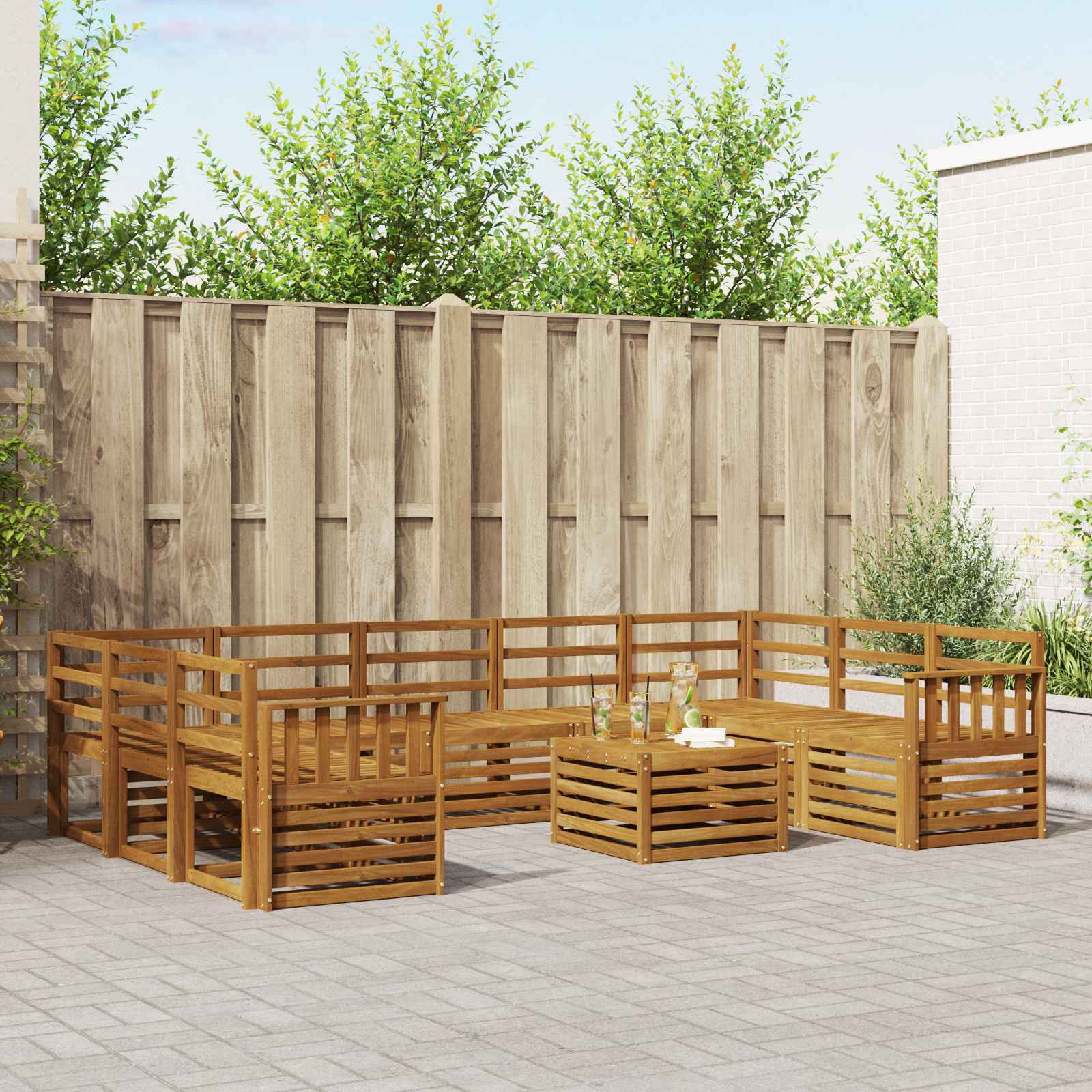 vidaXL Outdoor-Sofagarnitur 10 Stk. Natur
