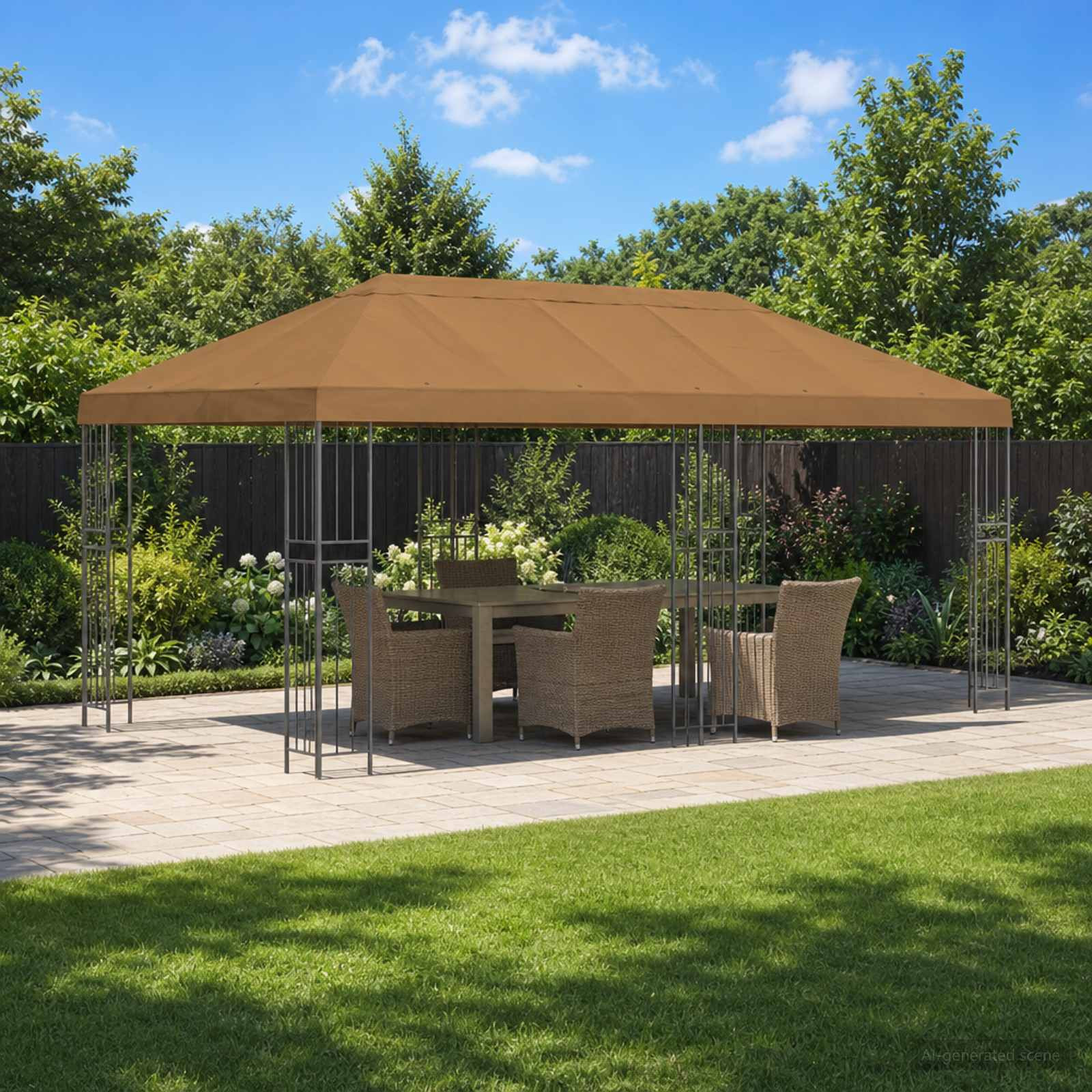 vidaXL Pavillon mit Seitenwänden 6 x 3 m Beige Polyester und Stahl