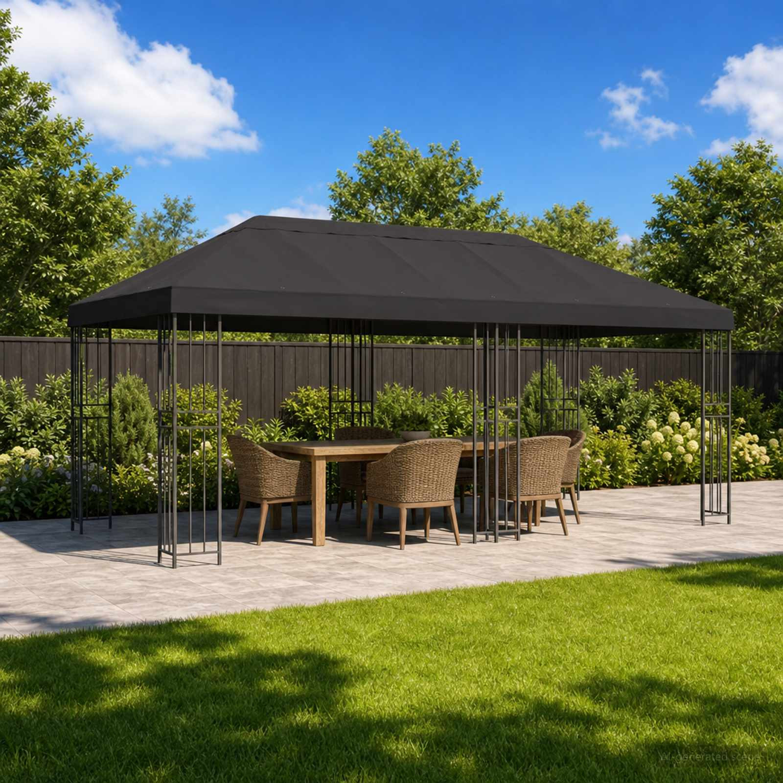 vidaXL Pavillon mit Seitenwänden 6 x 3 m Anthrazit Polyester und Stahl