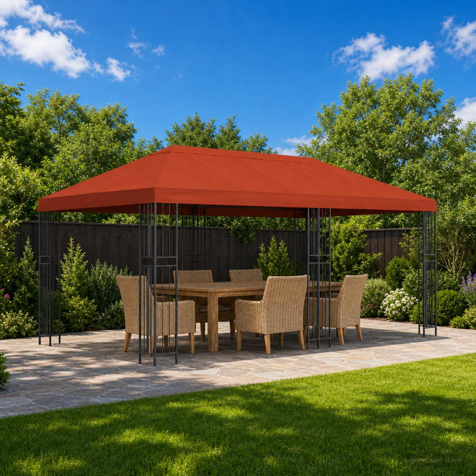vidaXL Pavillon mit Seitenwänden 6 x 3 m Terrakotta