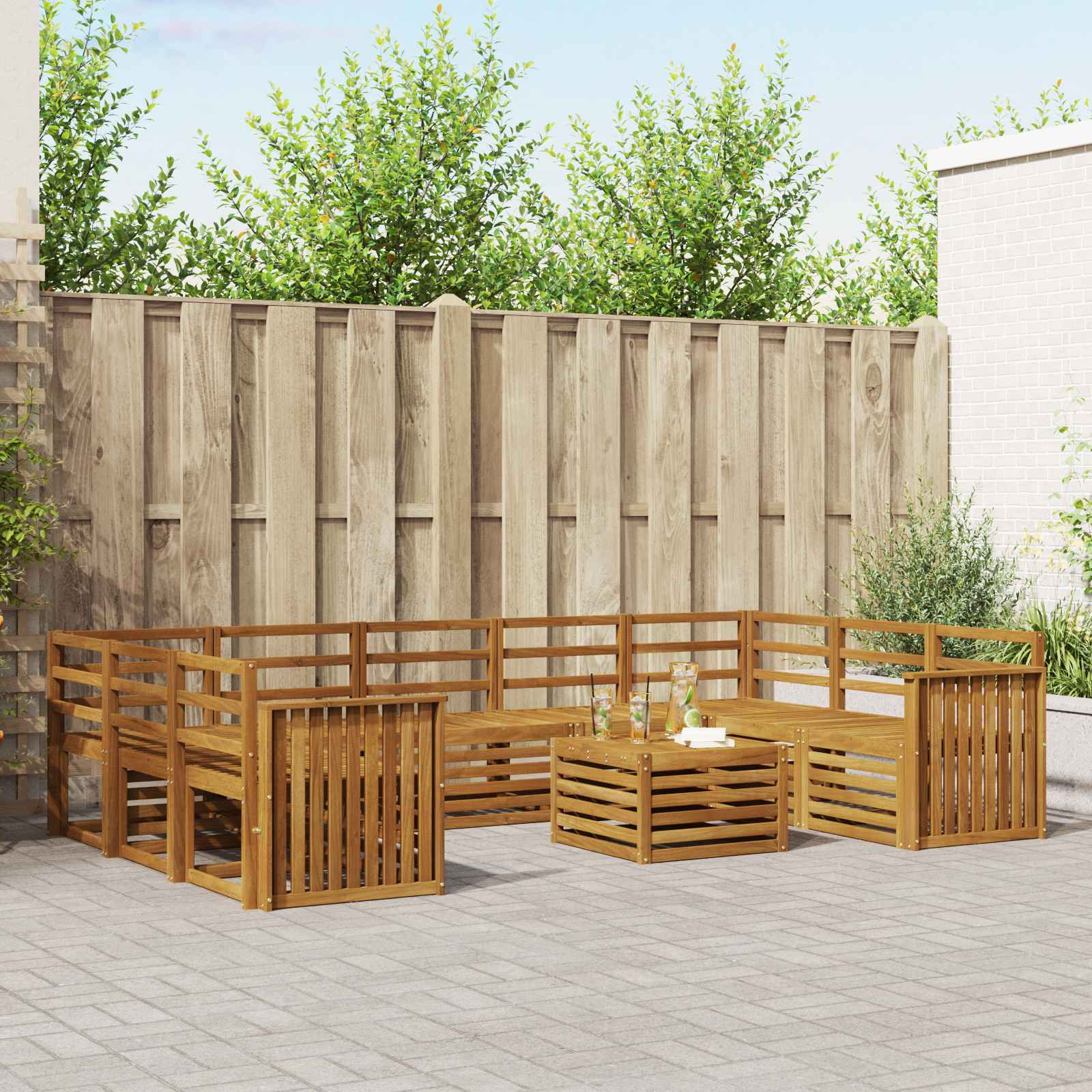 vidaXL Outdoor-Sofagarnitur 10 Stk. Natur