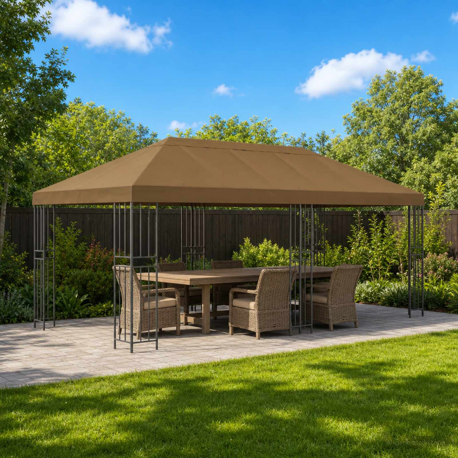 vidaXL Pavillon mit Seitenwänden 6 x 3 m Taupe Polyester und Stahl