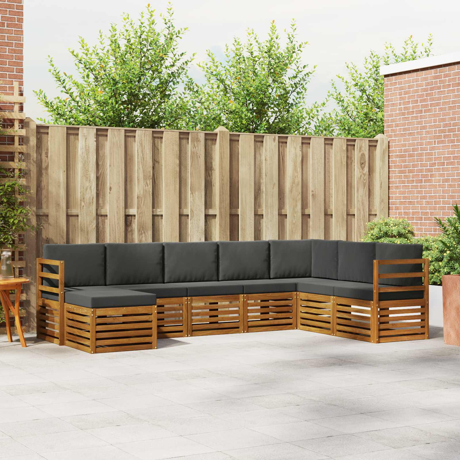 vidaXL Outdoor-Sofagarnitur mit Kissen 8 pcs Natur und Anthrazit