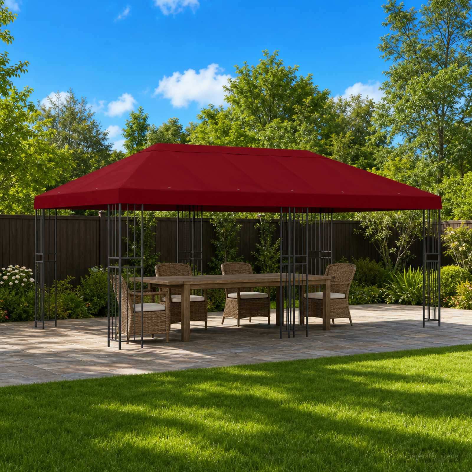 vidaXL Pavillon mit Seitenwänden 6 x 3 m Bordeauxrot