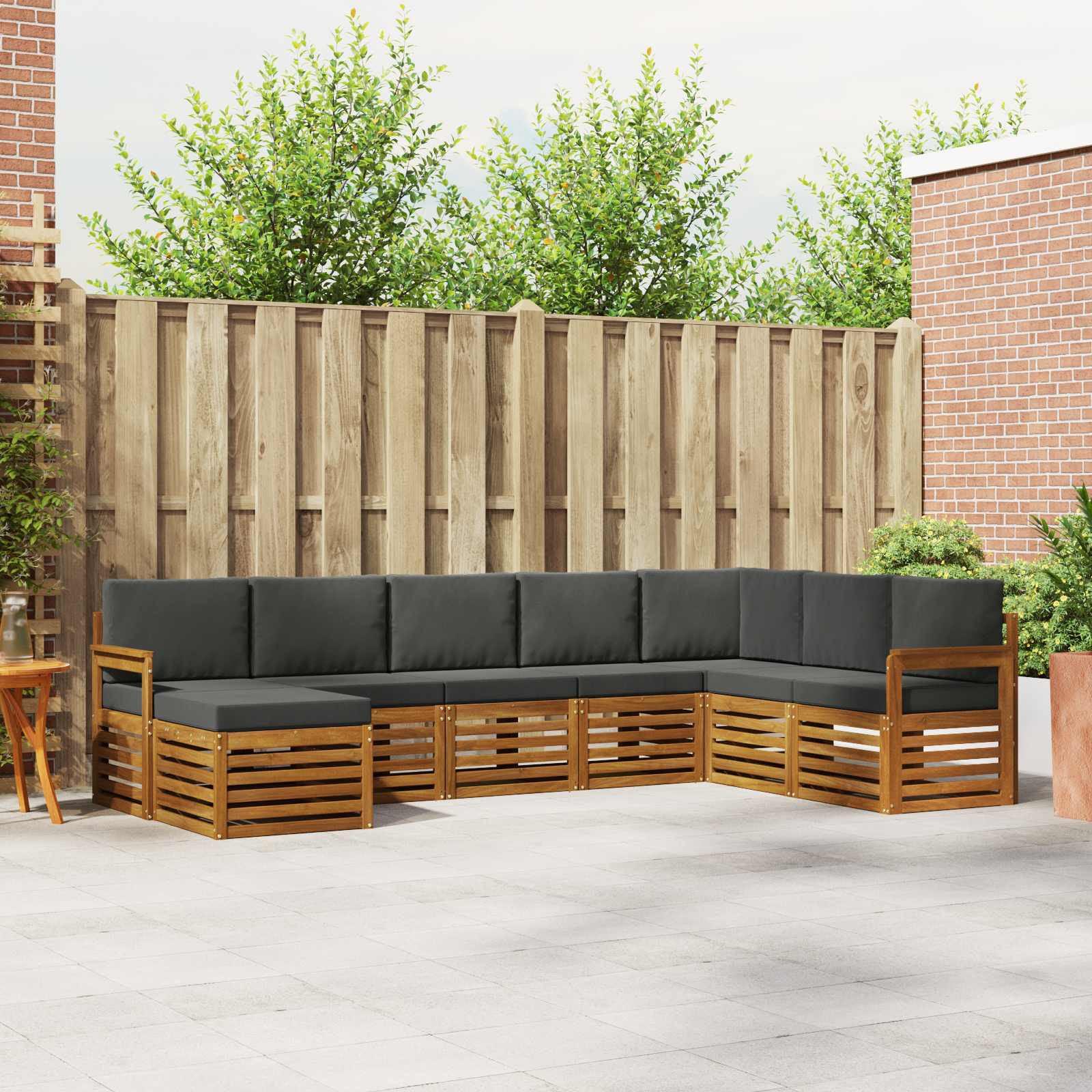vidaXL Outdoor-Sofagarnitur mit Kissen 8 pcs Natur und Anthrazit