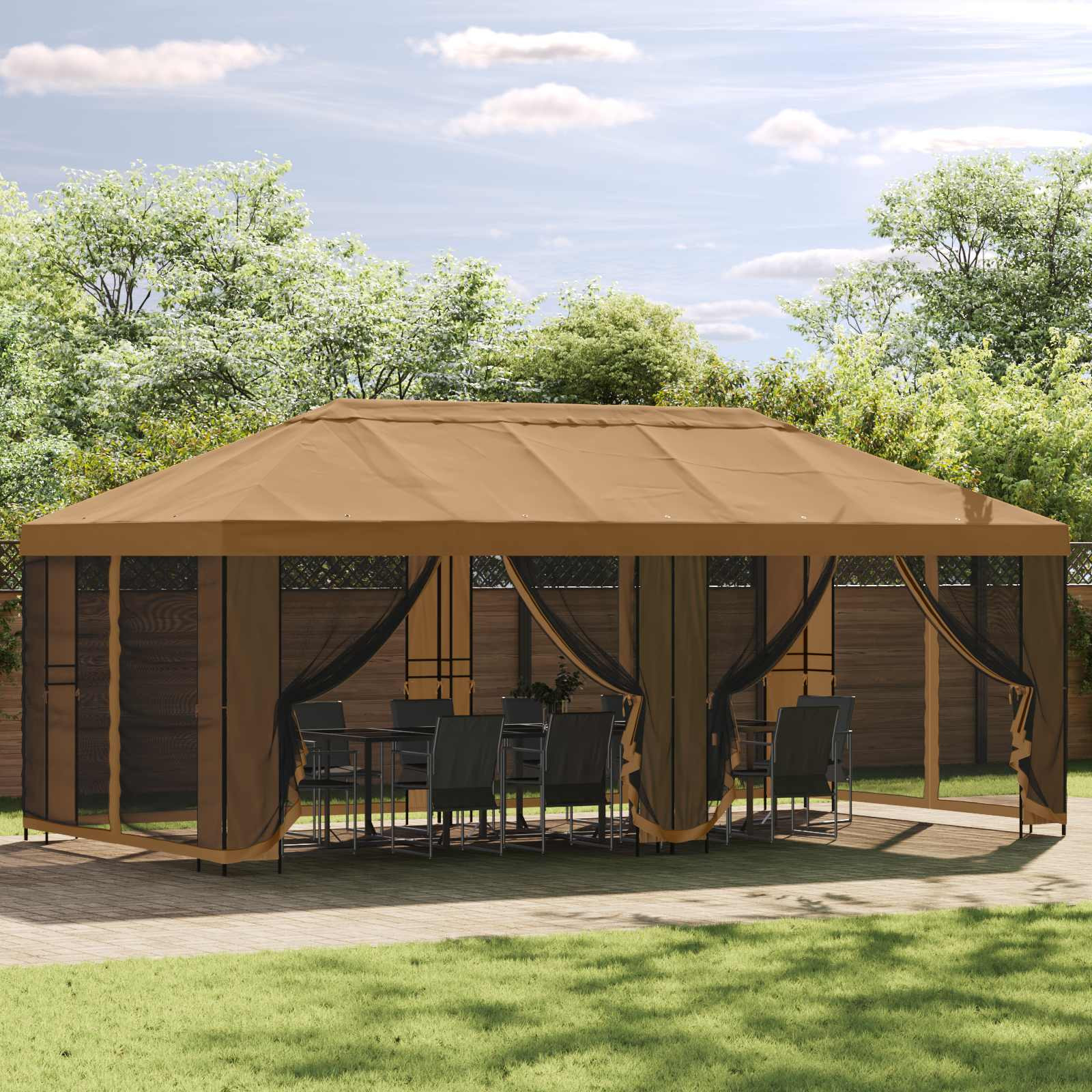 vidaXL Pavillon mit Seitenwänden 6 x 3 m Beige Polyester und Stahl