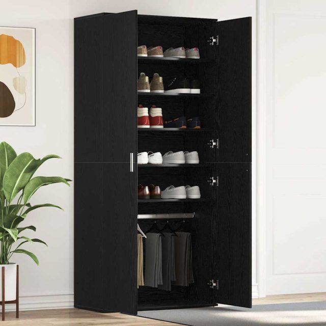 vidaXL Schuhschrank mit Regal Schwarz Eichen-Optik 80 x 39 x 178 cm