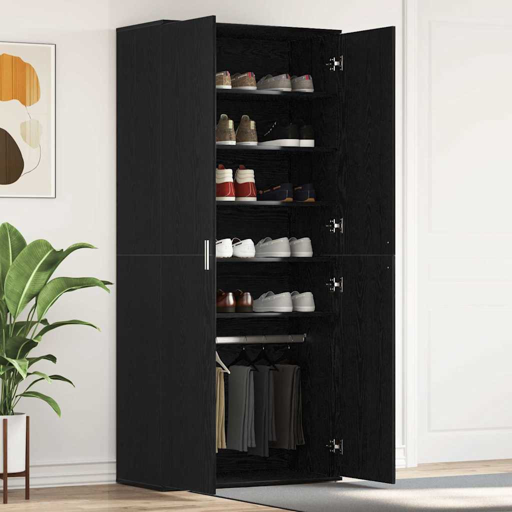 vidaXL Schuhschrank mit Regal Schwarz Eichen-Optik 80 x 39 x 178 cm