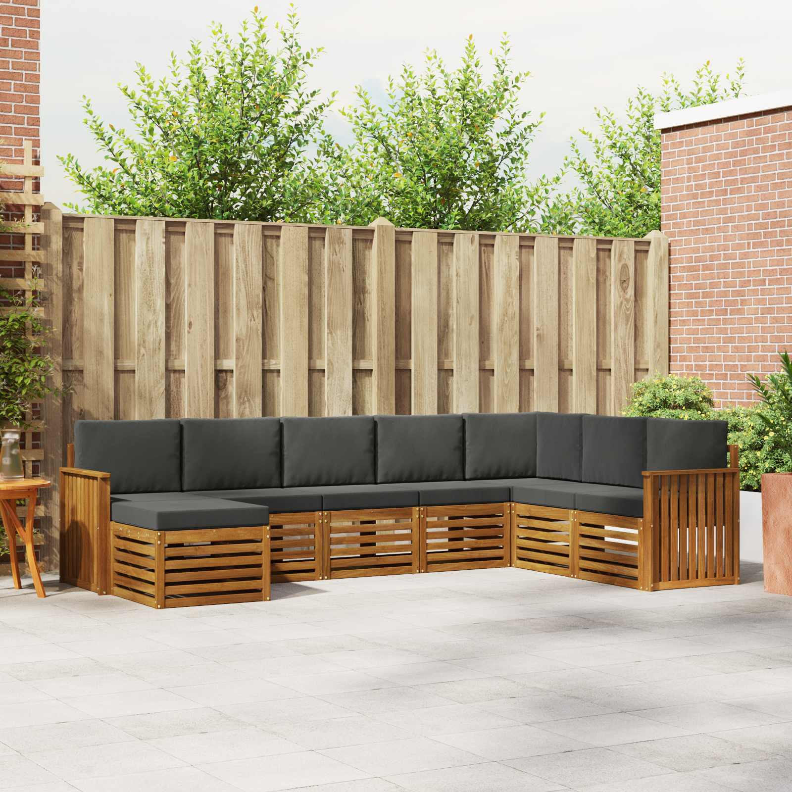 vidaXL Outdoor-Sofagarnitur mit Kissen 8 pcs Natur und Anthrazit