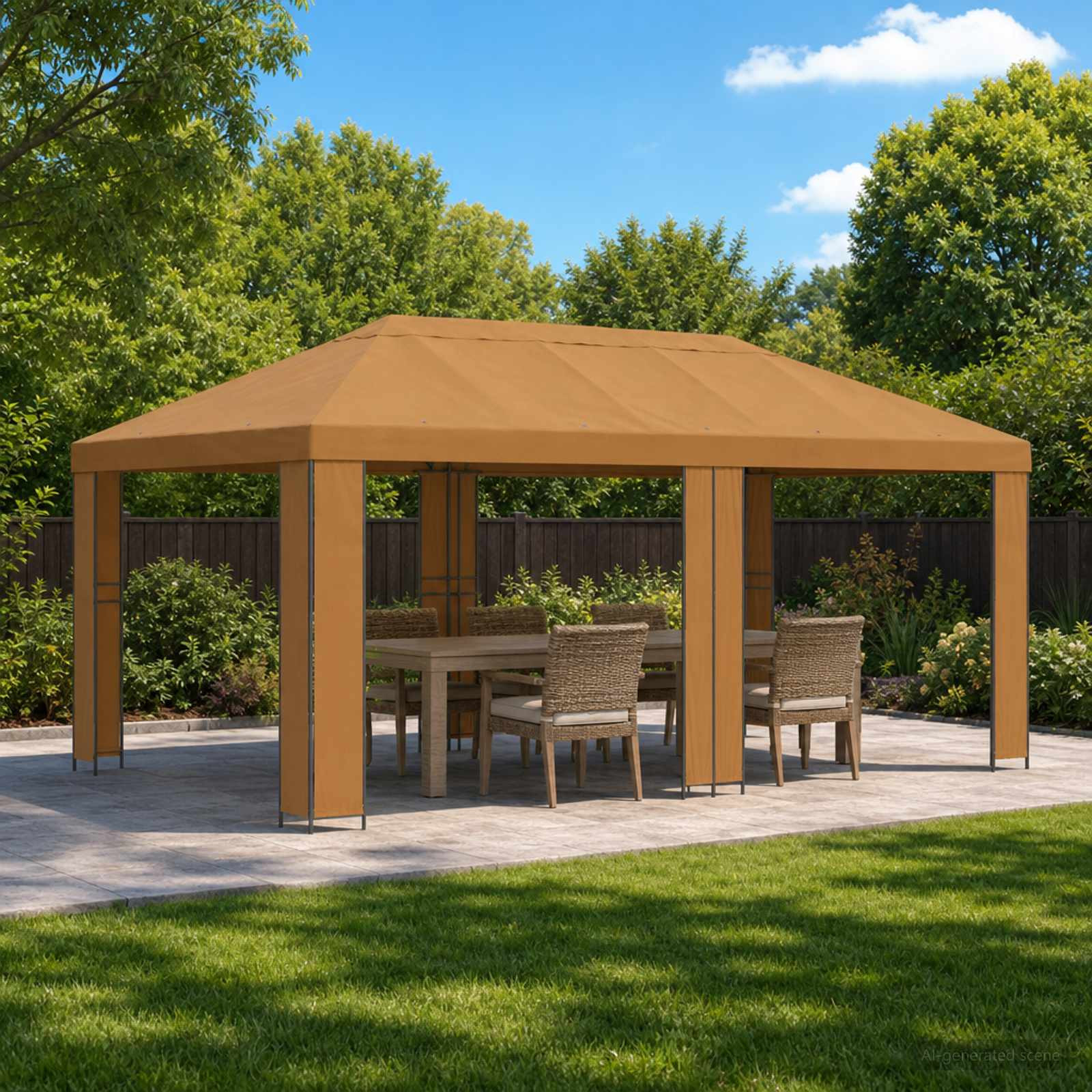 vidaXL Garten Pavillon 6 x 3 m Beige Polyester und Stahl 190 gsm