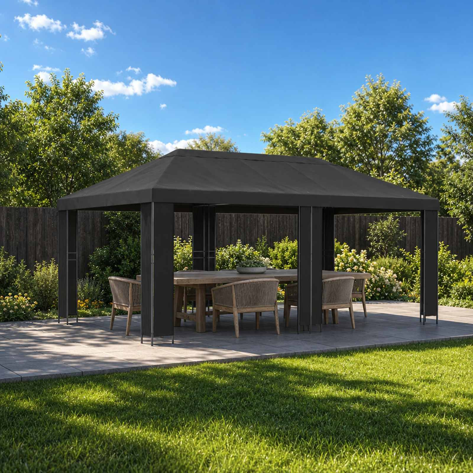 vidaXL Garten Pavillon 6 x 3 m Anthrazit Polyester und Stahl 190 gsm