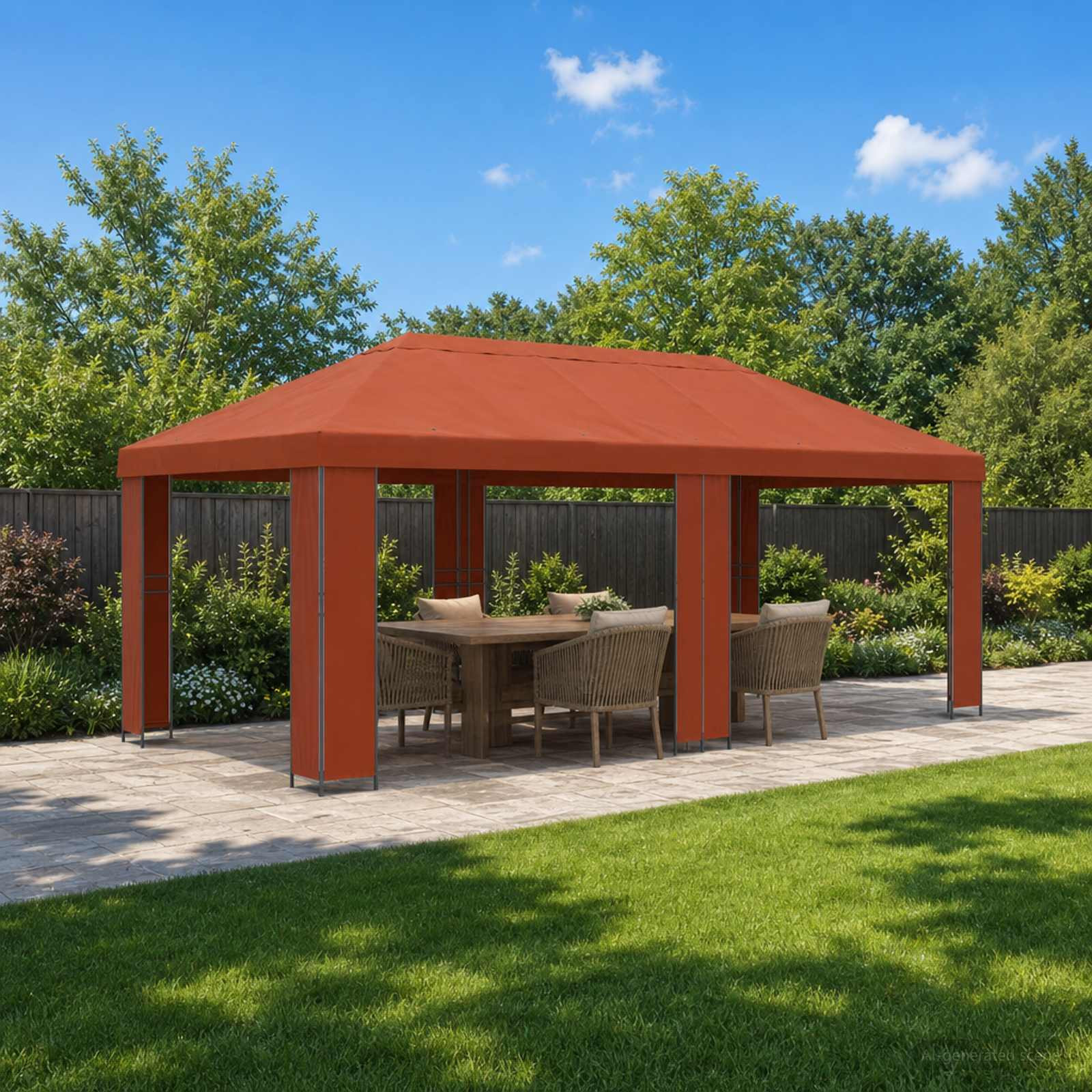 vidaXL Garten Pavillon 6 x 3 m Terrakotta Polyester und Stahl 190 gsm