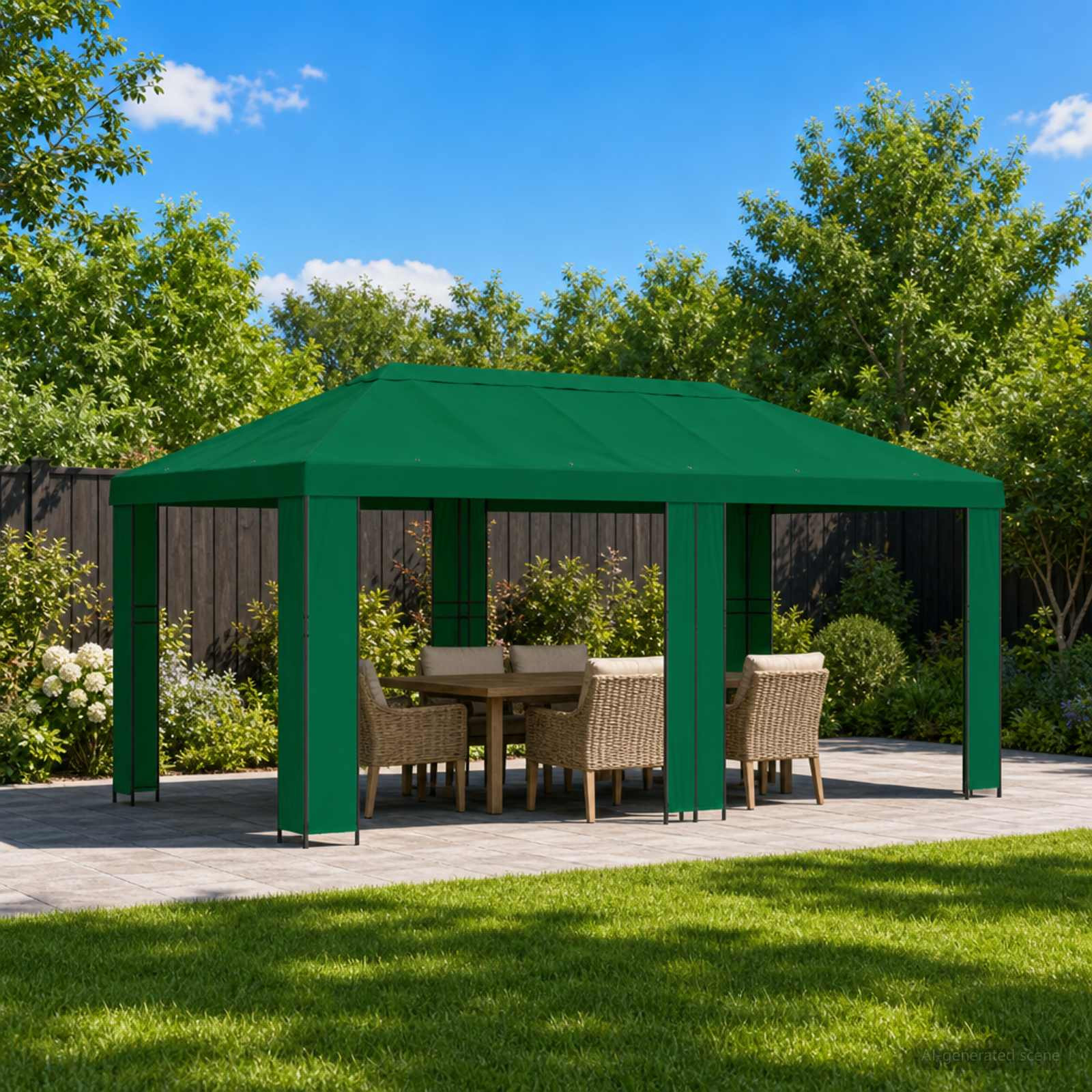 vidaXL Garten Pavillon 6 x 3 m Grün Polyester und Stahl 190 gsm
