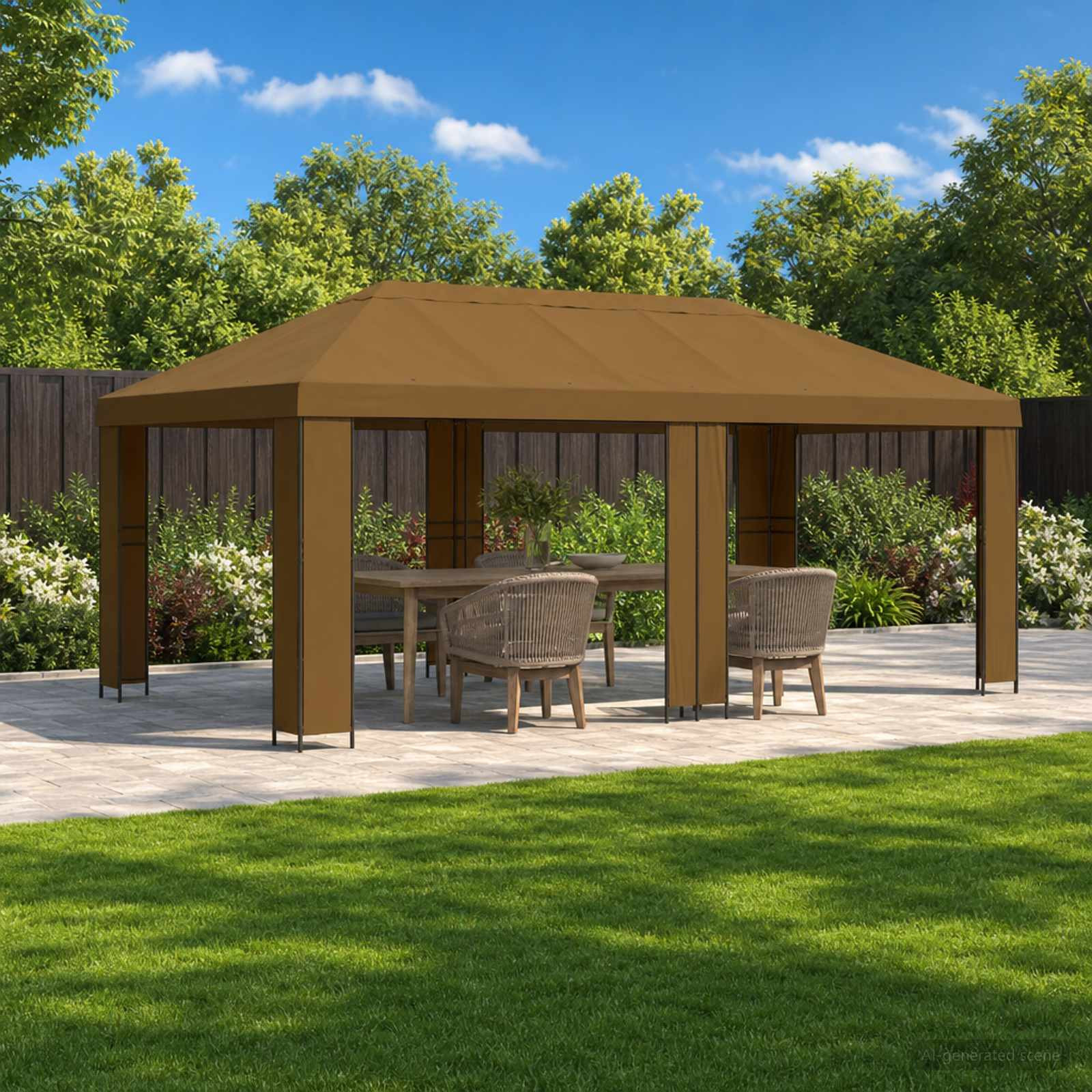 vidaXL Garten Pavillon 6 x 3 m Taupe Polyester und Stahl 190 gsm