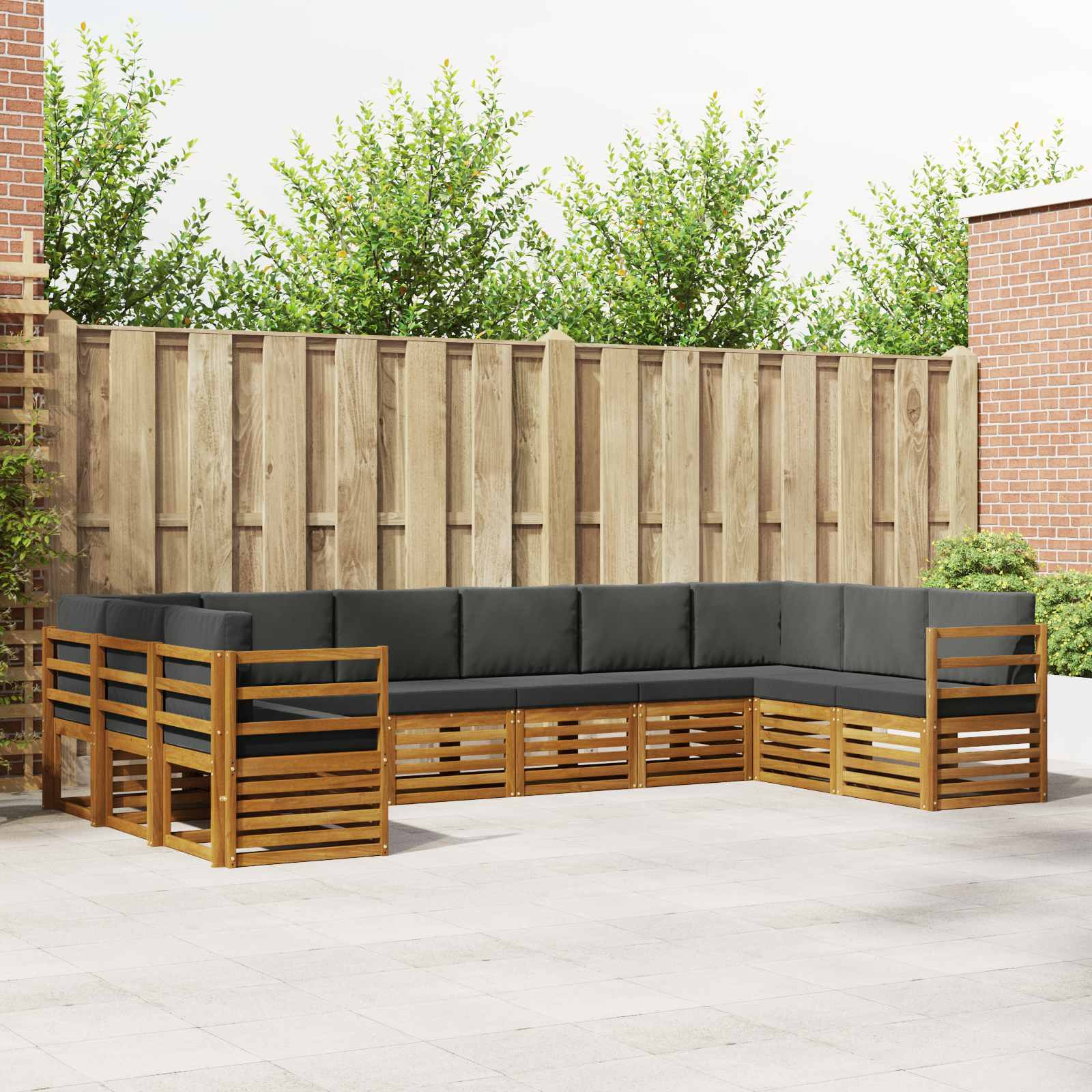 vidaXL Ecksofa Set mit Kissen 10 pcs Natur und Anthrazit