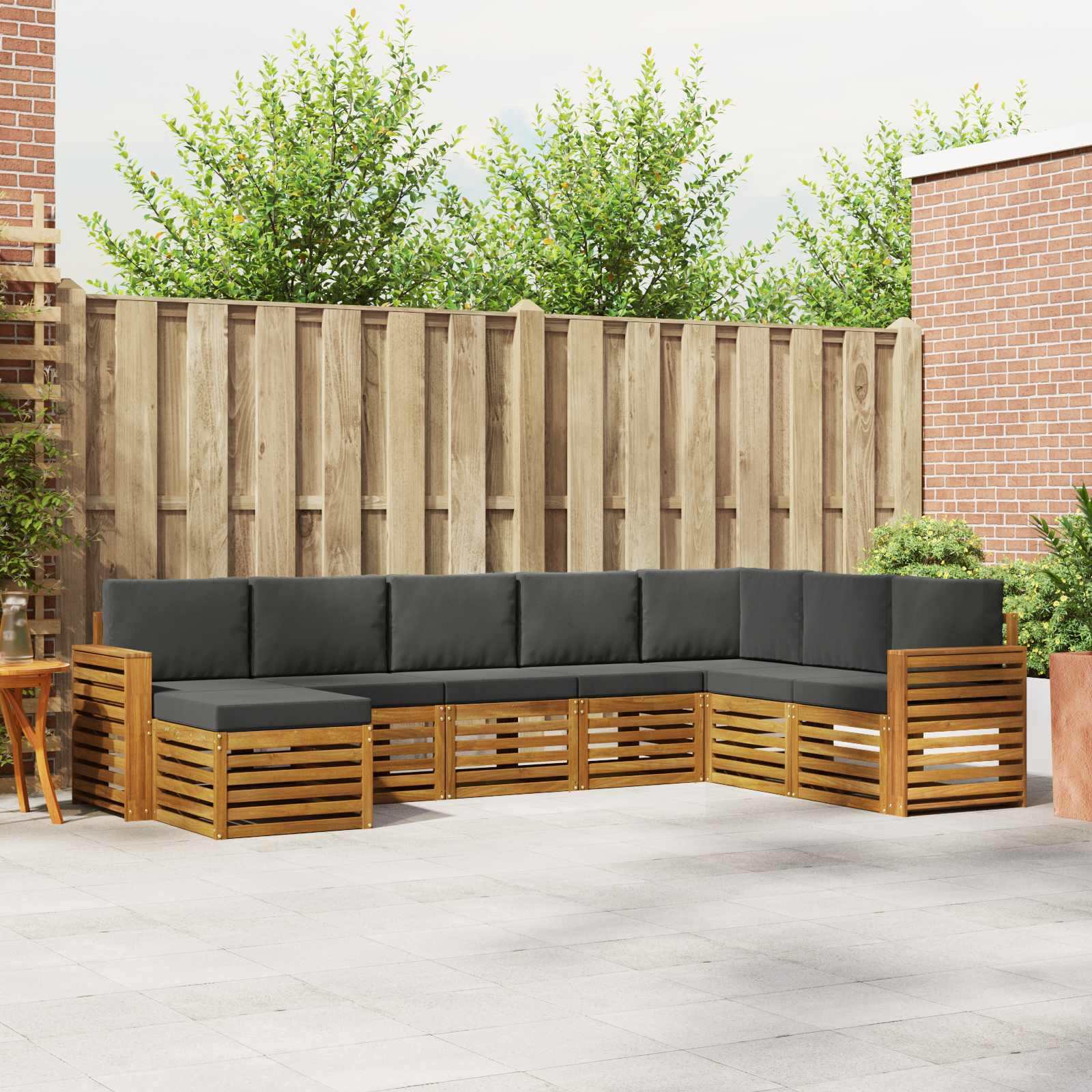 vidaXL Outdoor-Sofagarnitur mit Kissen 8 pcs Natur und Anthrazit
