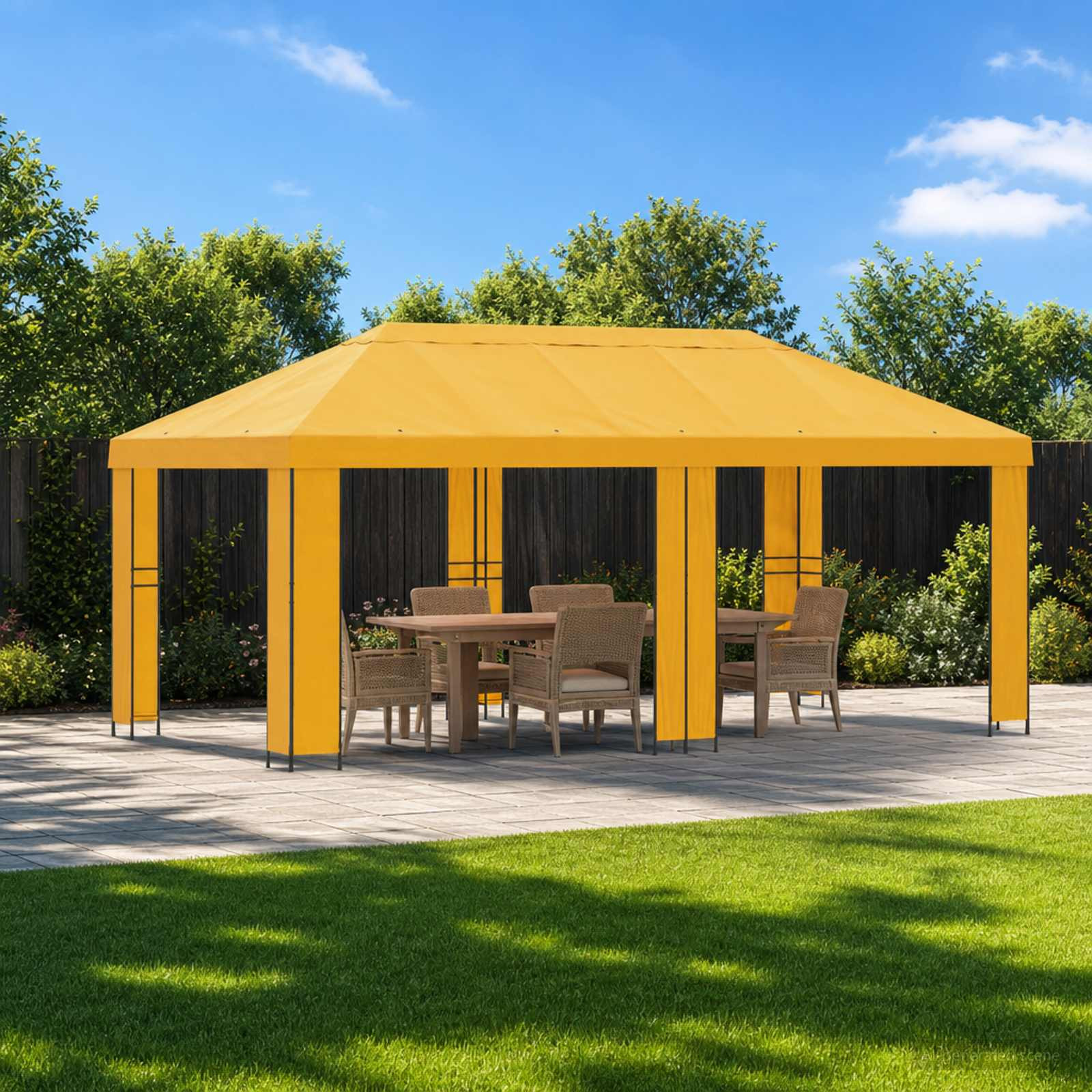vidaXL Garten Pavillon 6 x 3 m Gelb Polyester und Stahl 190 gsm