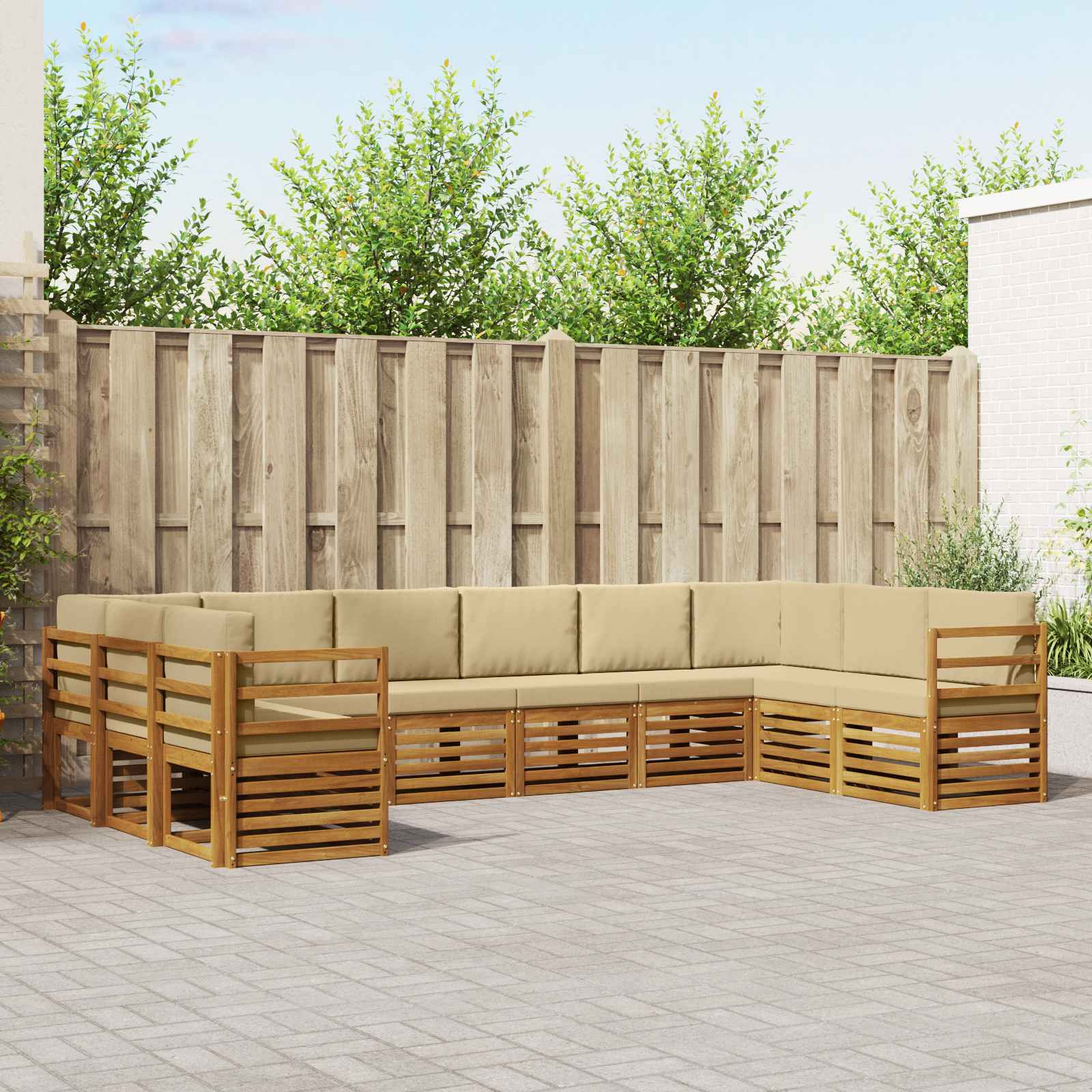 vidaXL Ecksofa Set mit Kissen 10 pcs Natur und Beige
