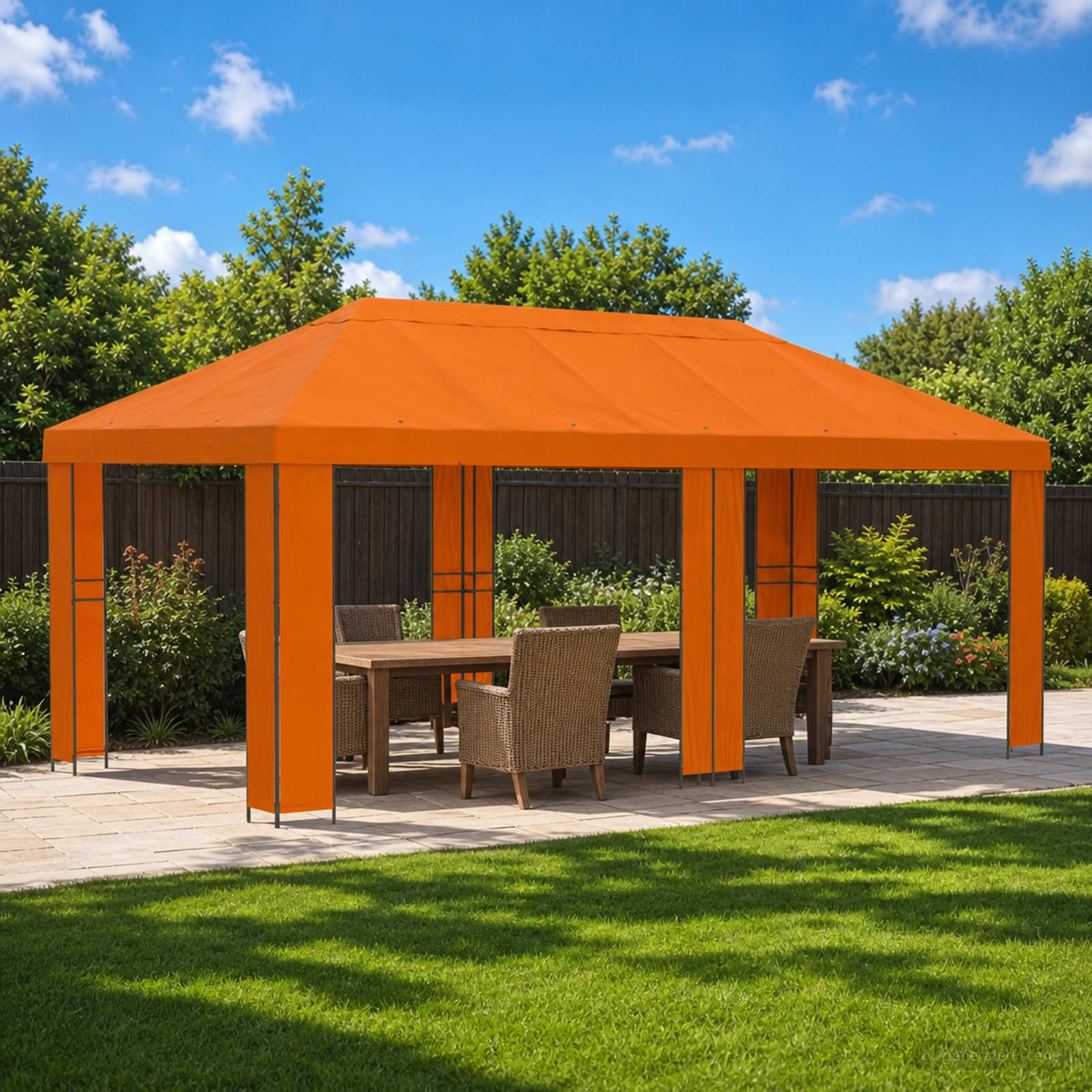 vidaXL Garten Pavillon 6 x 3 m Orange Polyester und Stahl 190 gsm