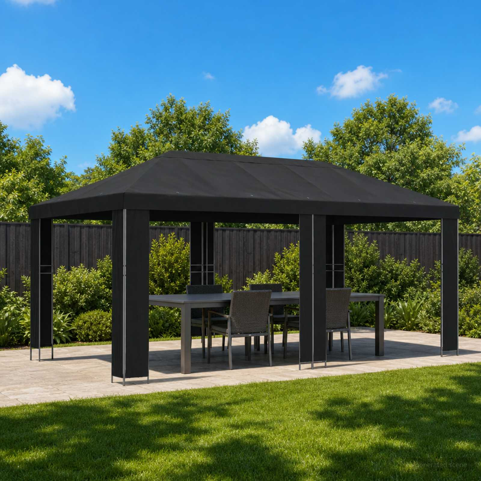 vidaXL Garten Pavillon 6 x 3 m Schwarz Polyester und Stahl 190 gsm