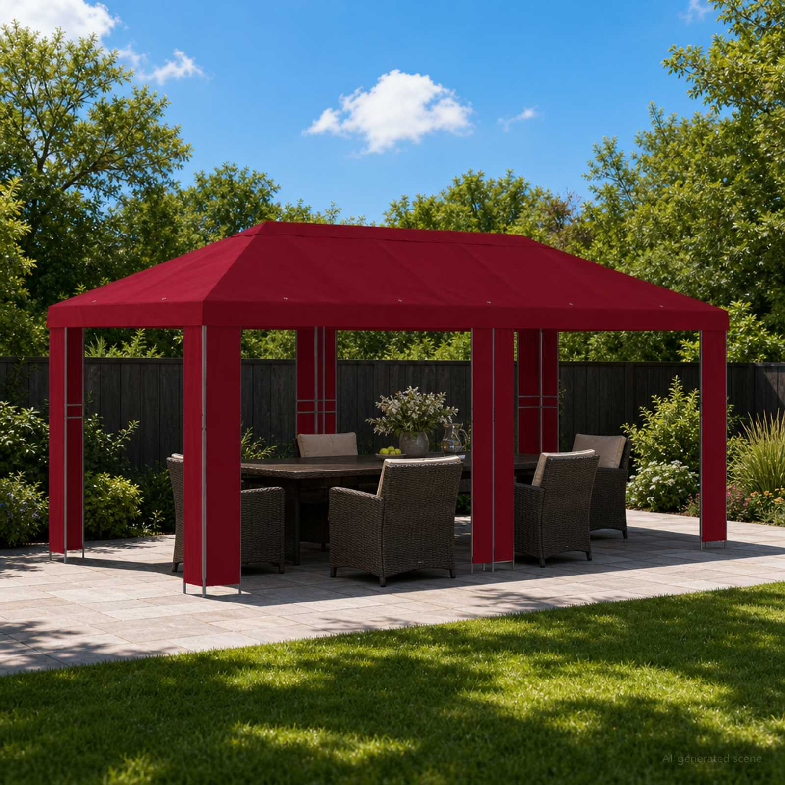vidaXL Garten Pavillon 6 x 3 m Bordeauxrot Polyester und Stahl 190 gsm
