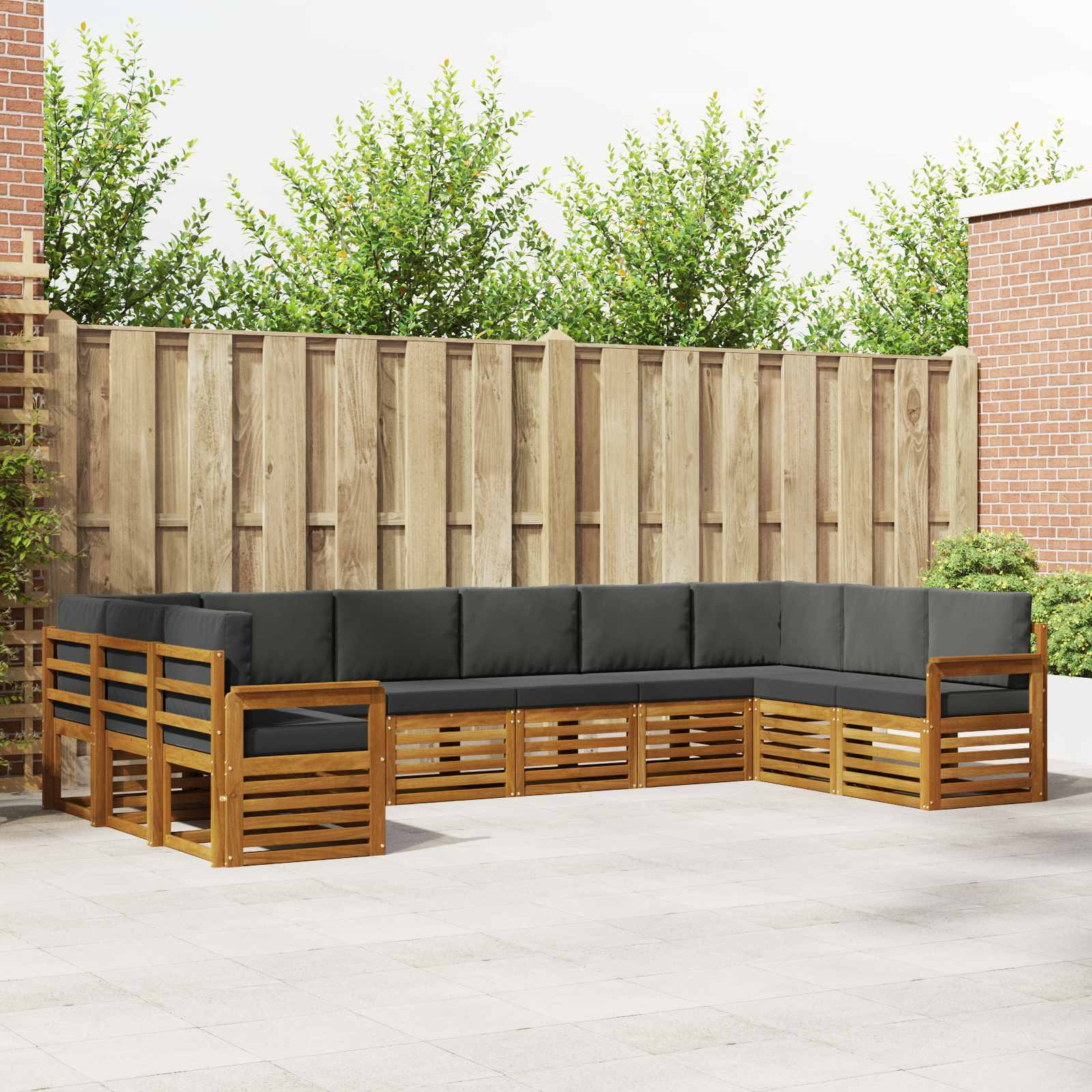 vidaXL Ecksofa Set mit Kissen 10 pcs Natur und Anthrazit