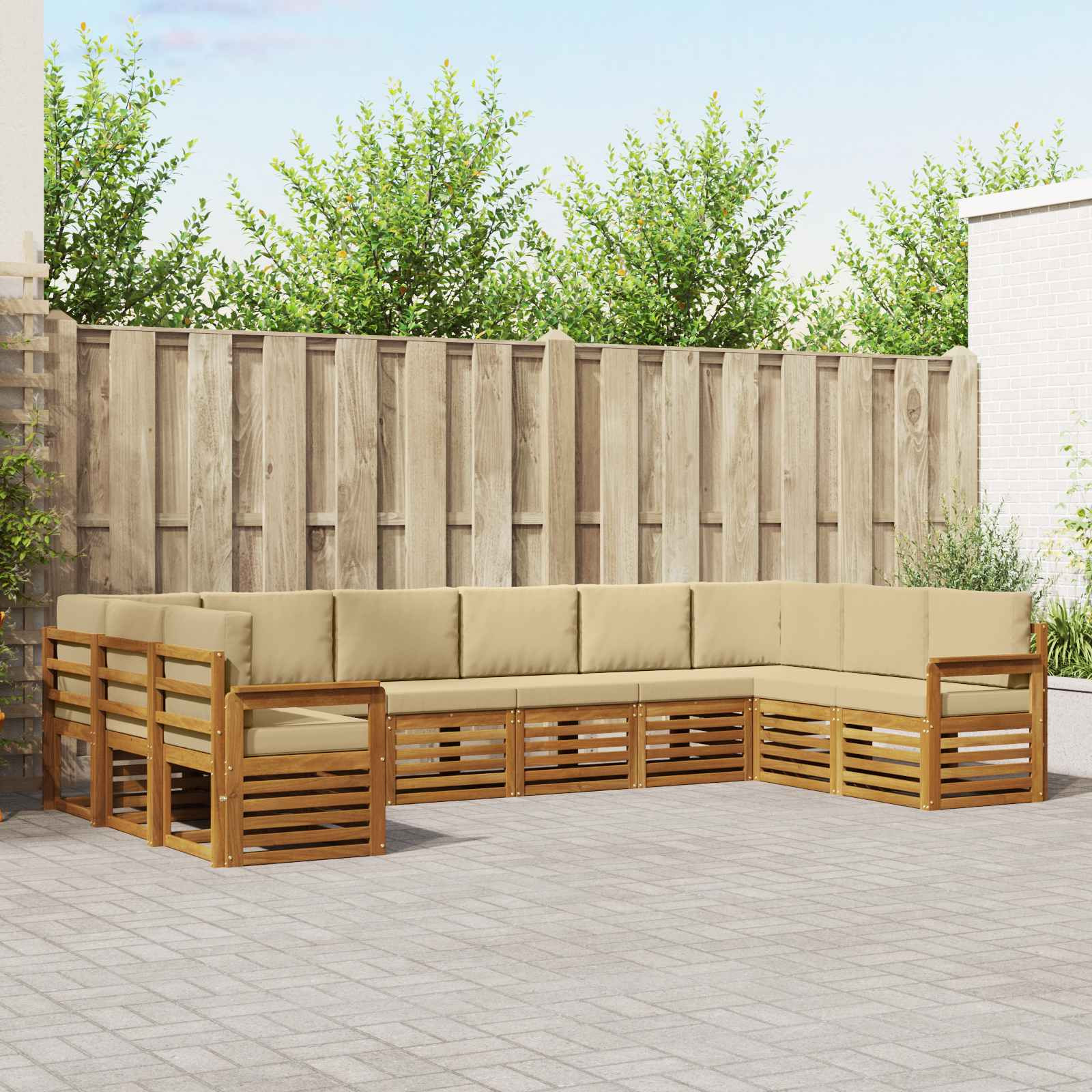 vidaXL Ecksofa Set mit Kissen 10 pcs Natur und Beige