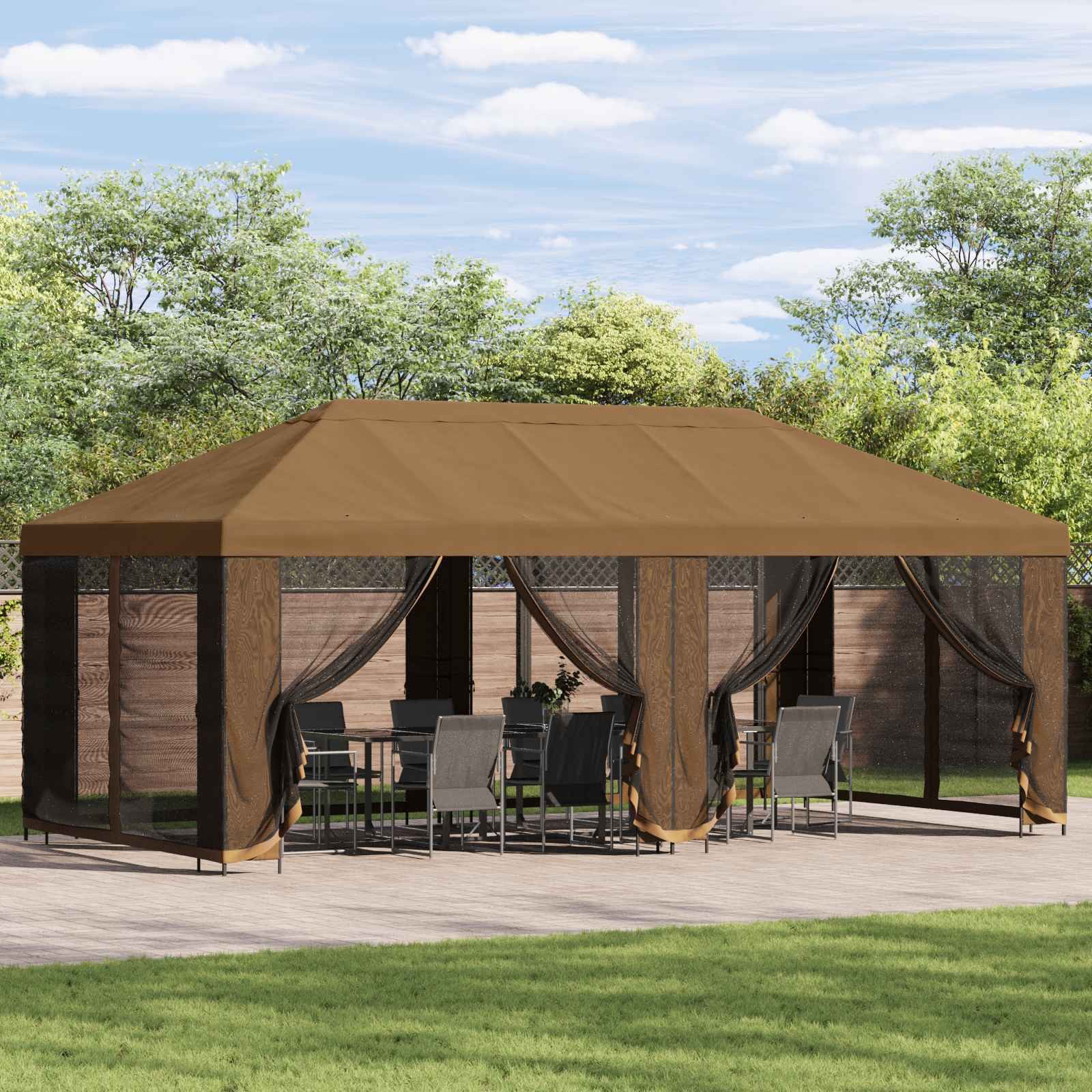 vidaXL Garten Pavillon mit Seitenwänden 6 x 3 m Beige