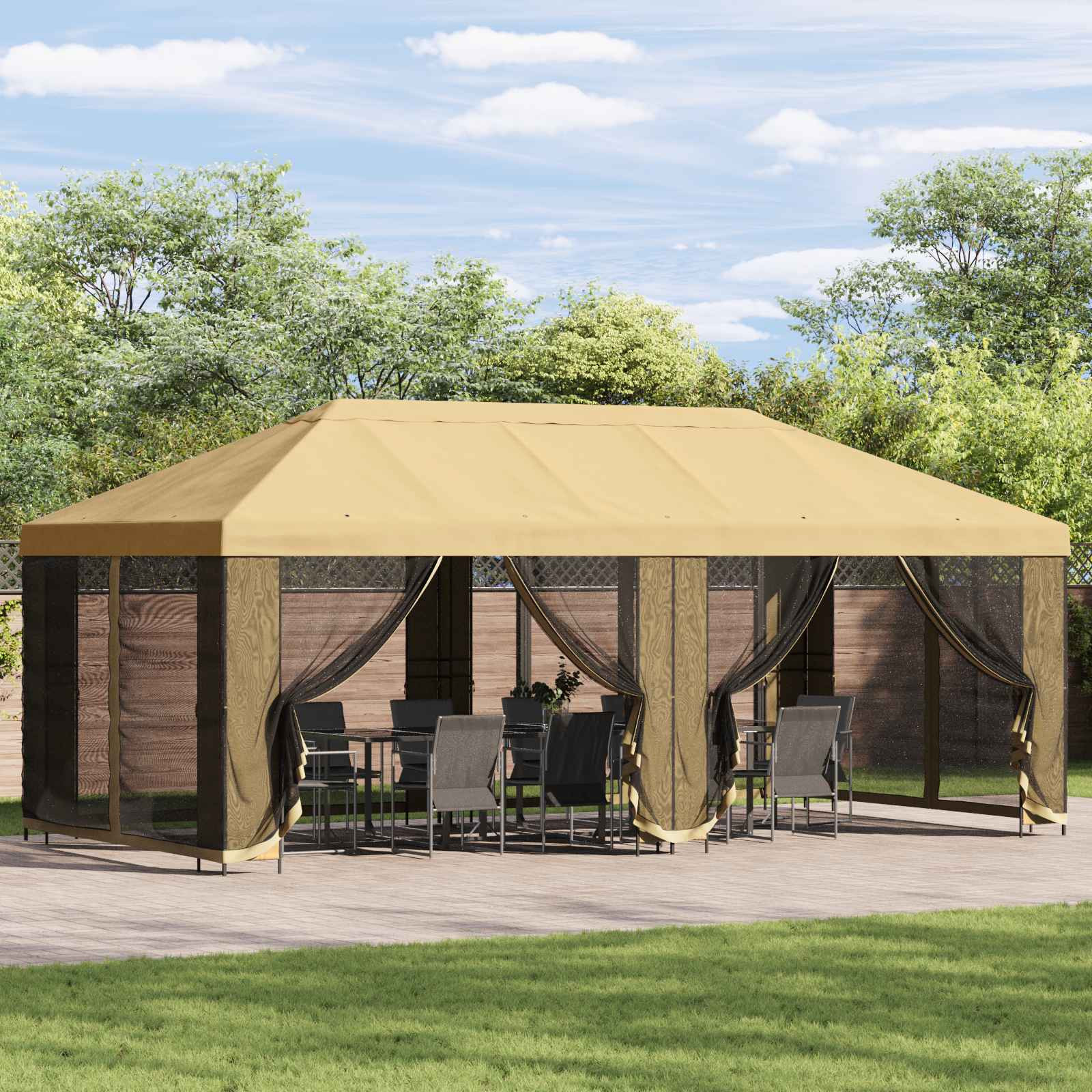 vidaXL Garten Pavillon mit Seitenwänden 6 x 3 m Creme