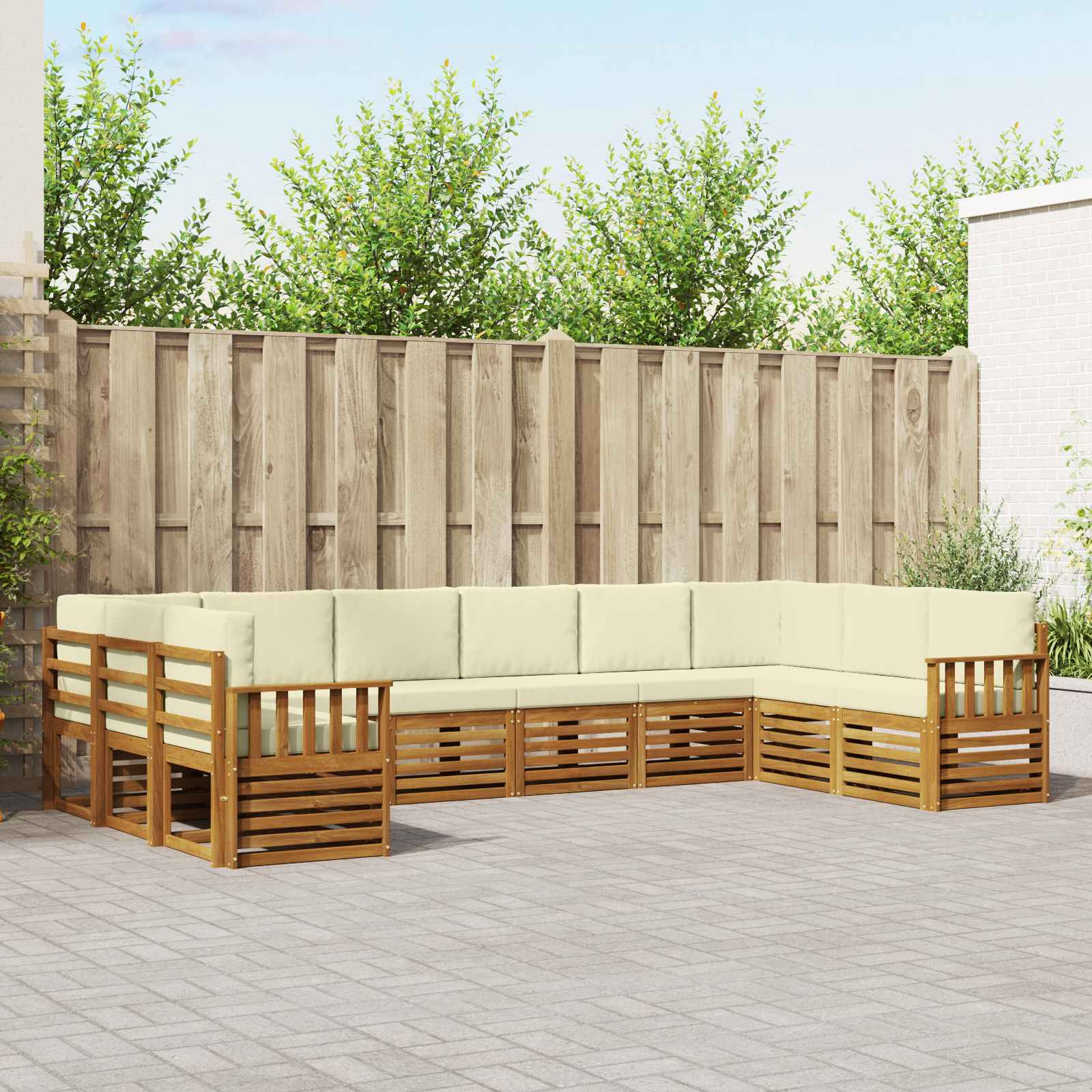 vidaXL Ecksofa Set mit Kissen 10 pcs Natur und Creme